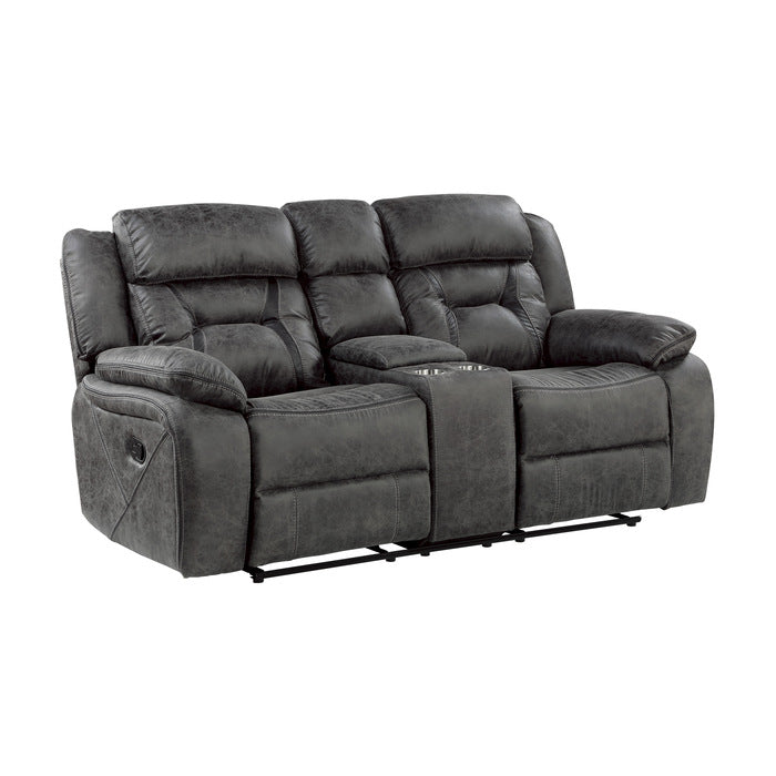 Madrona Hill Gray Double Reclining Loveseat - Ornate Home