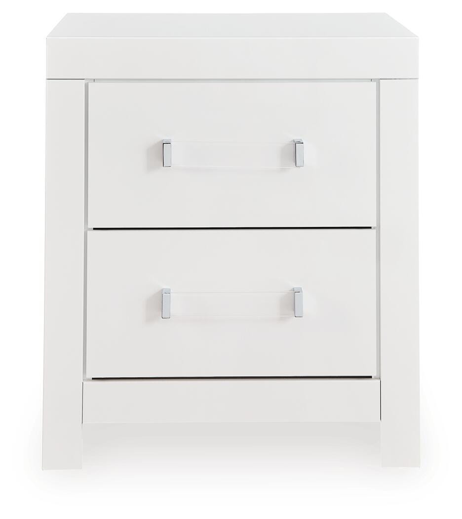 Maeling White Queen Upholstered Panel Bed, Dresser and Nightstand - Ornate Home