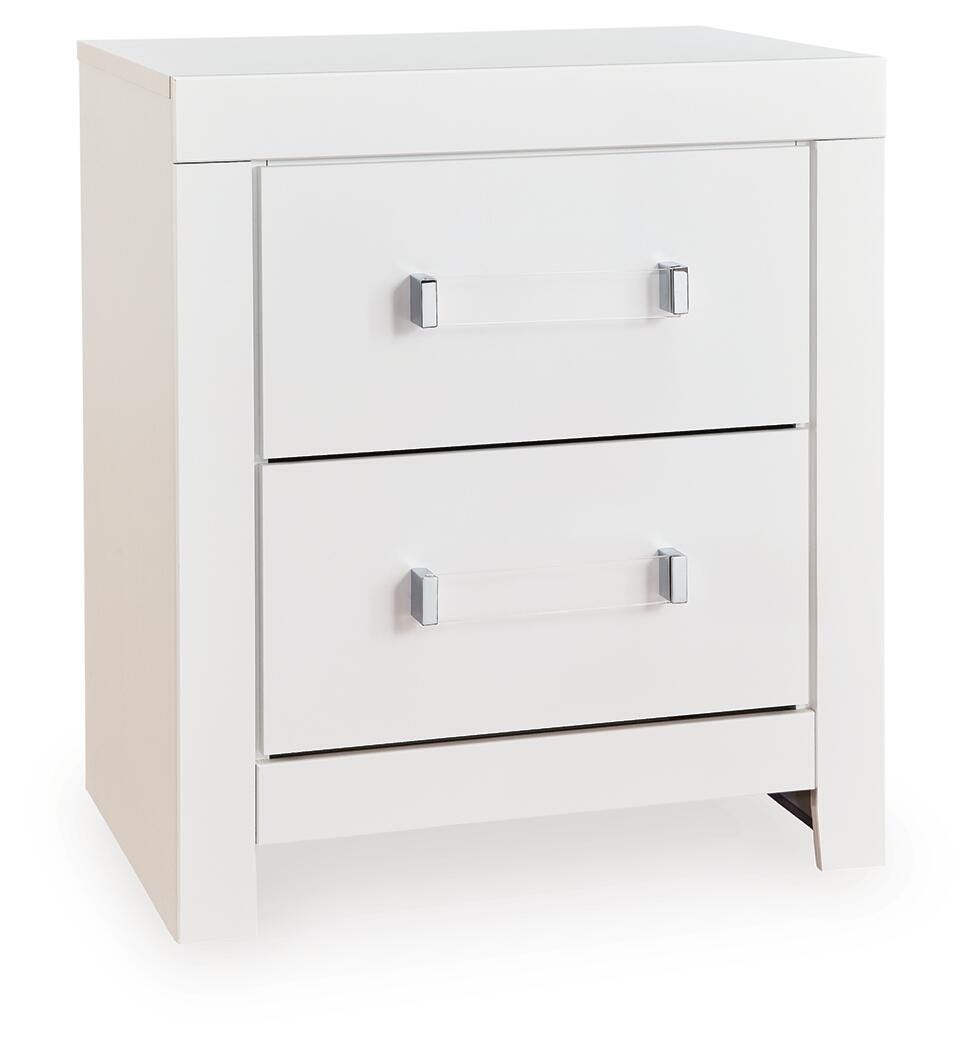 Maeling White Queen Upholstered Panel Bed, Dresser and Nightstand - Ornate Home