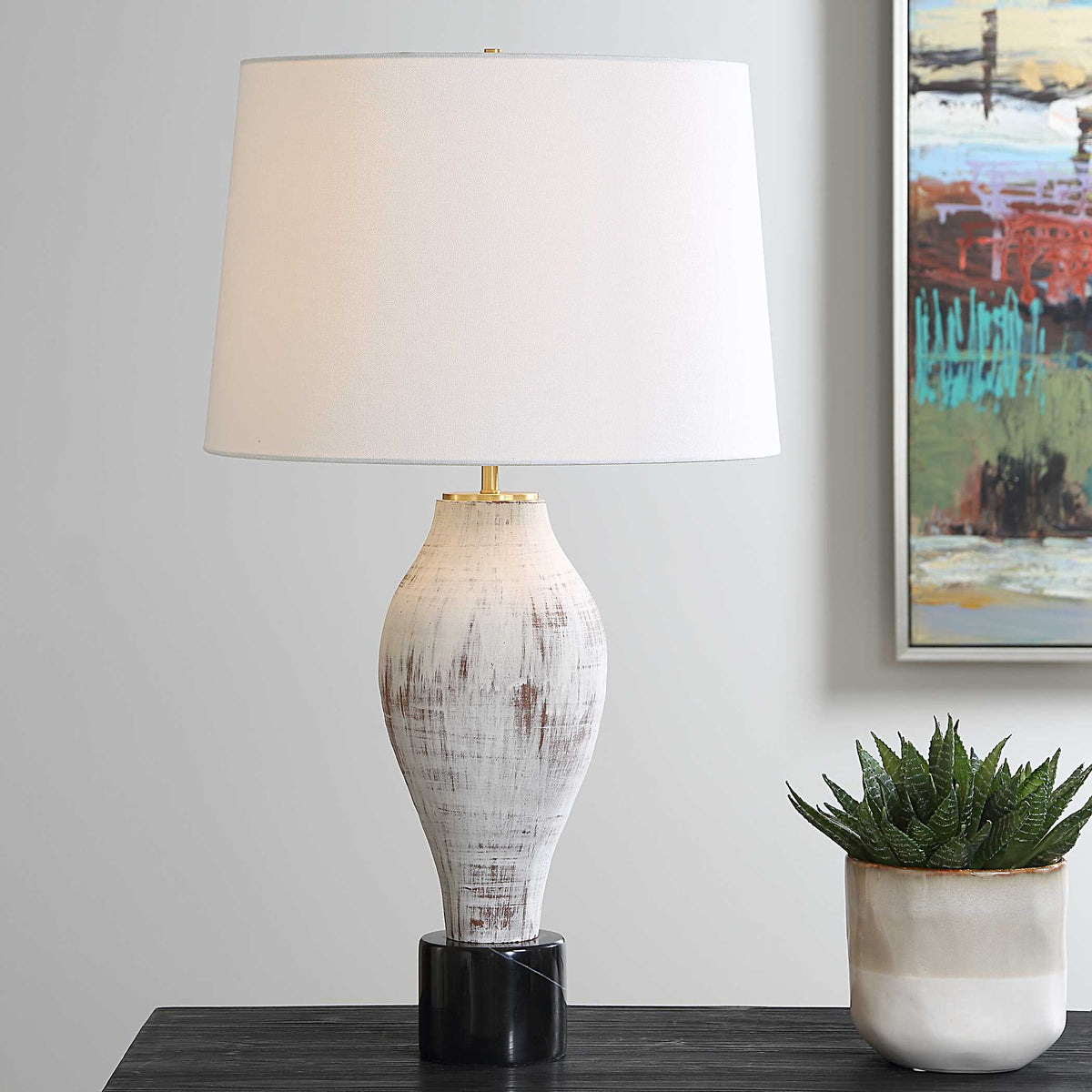 Magdaline Brown/White Rustic Table Lamp - Ornate Home