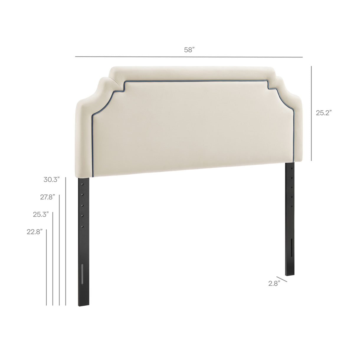 Magnolia Alabaster/Cadet Blue Stain-Resistant Performance Velvet Full Size Headboard - Ornate Home