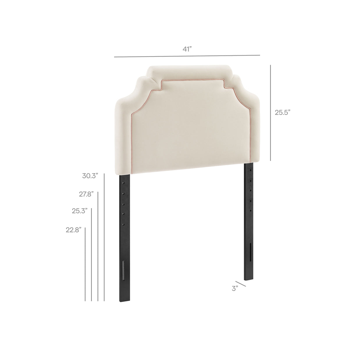 Magnolia Alabaster/Pink Stain-Resistant Performance Velvet Twin Size Headboard - Ornate Home