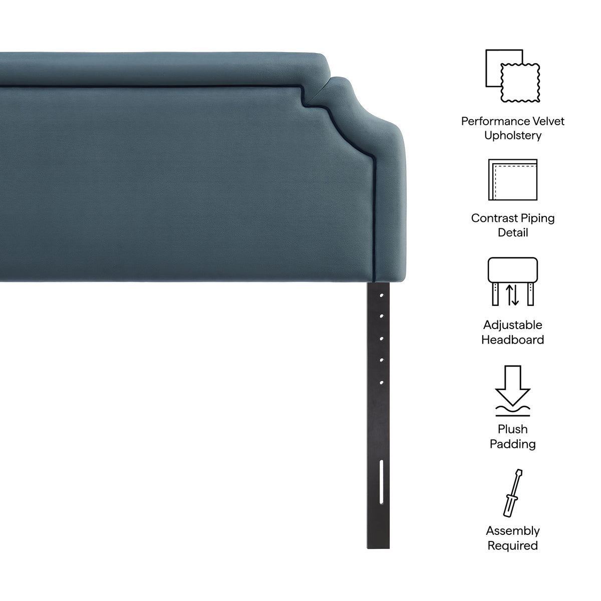 Magnolia Cadet Blue/Midnight Stain-Resistant Performance Velvet King Size Headboard - Ornate Home