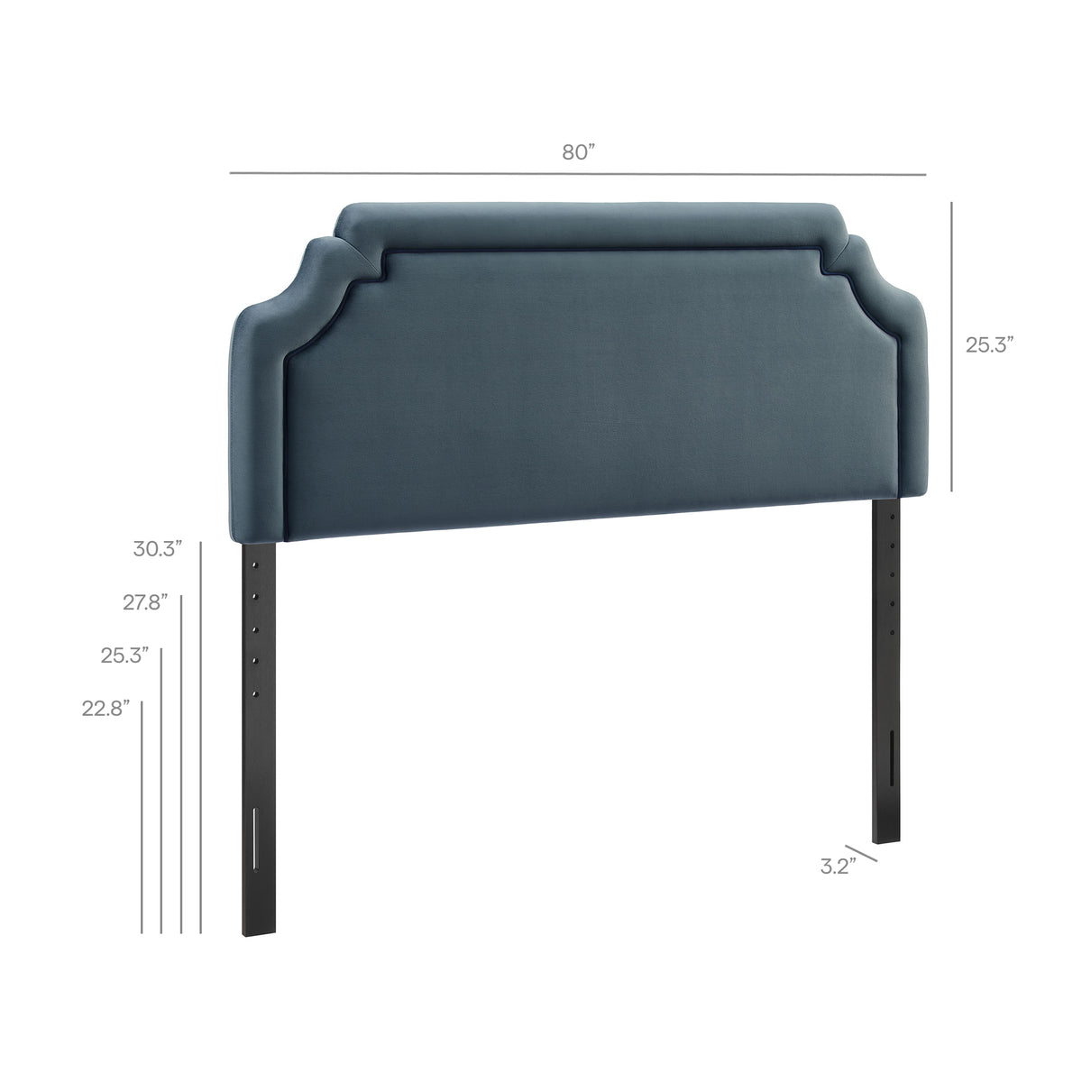 Magnolia Cadet Blue/Midnight Stain-Resistant Performance Velvet King Size Headboard - Ornate Home