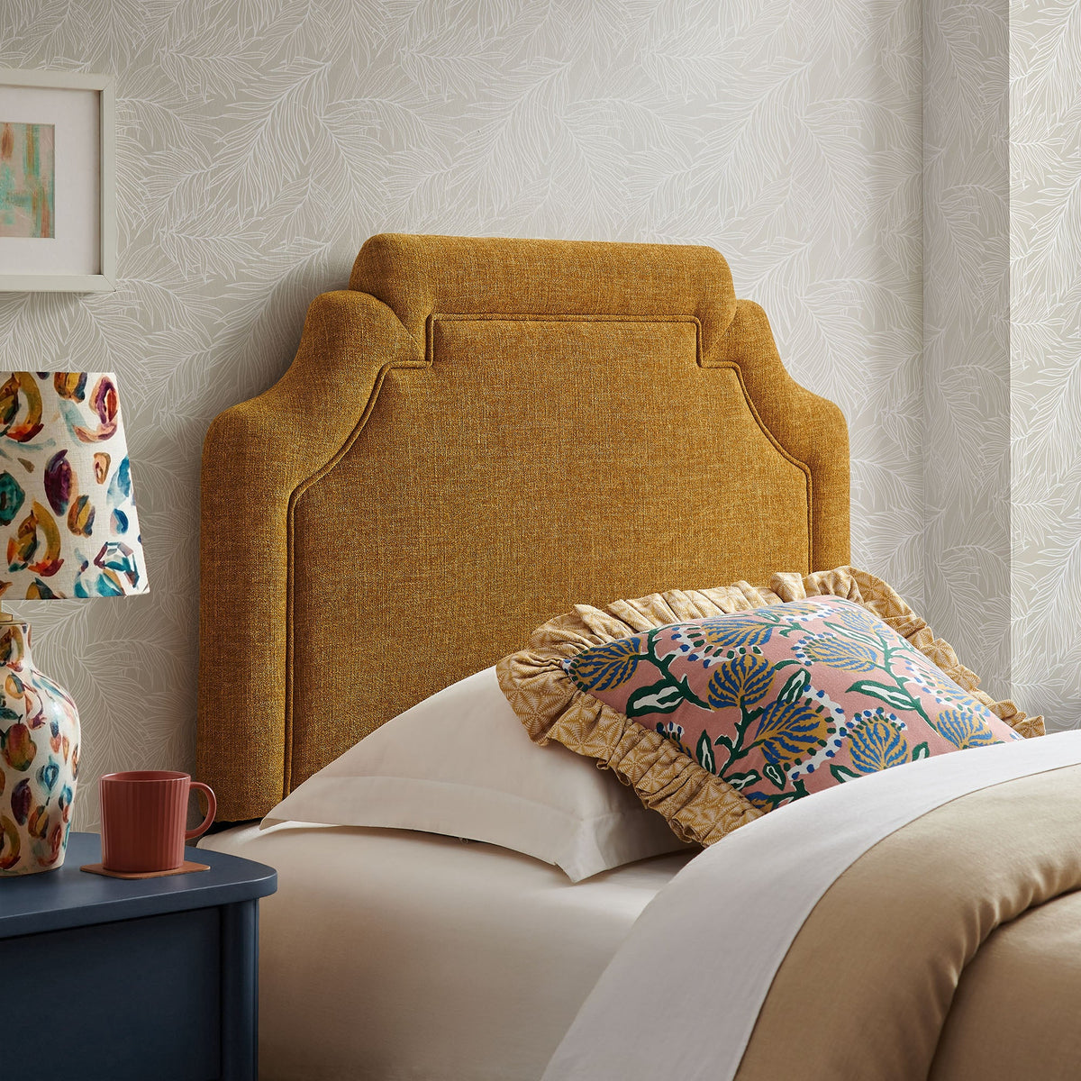 Magnolia Copper Upholstered Fabric Twin Size Headboard - Ornate Home