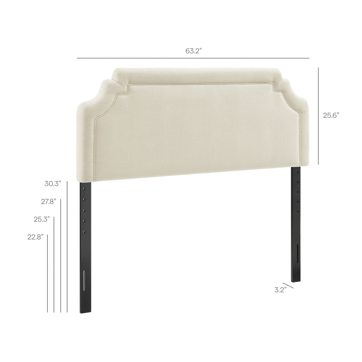 Magnolia Ecru Upholstered Fabric Queen Size Headboard - Ornate Home