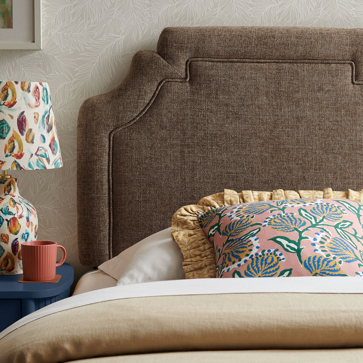 Magnolia Mocha Upholstered Fabric Twin Size Headboard - Ornate Home