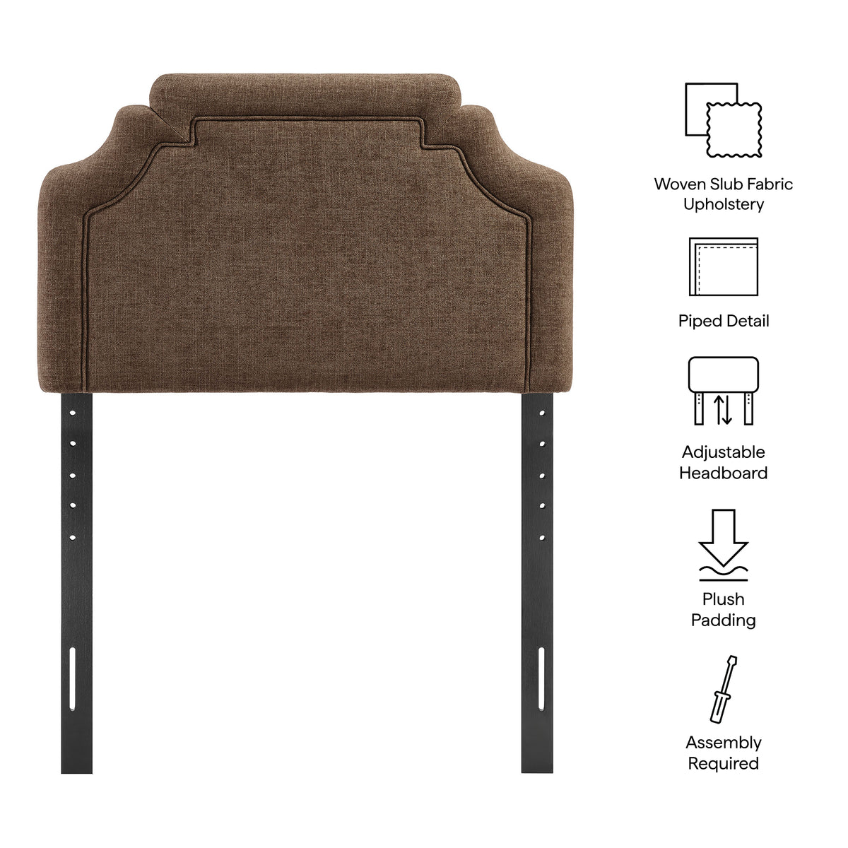 Magnolia Mocha Upholstered Fabric Twin Size Headboard - Ornate Home