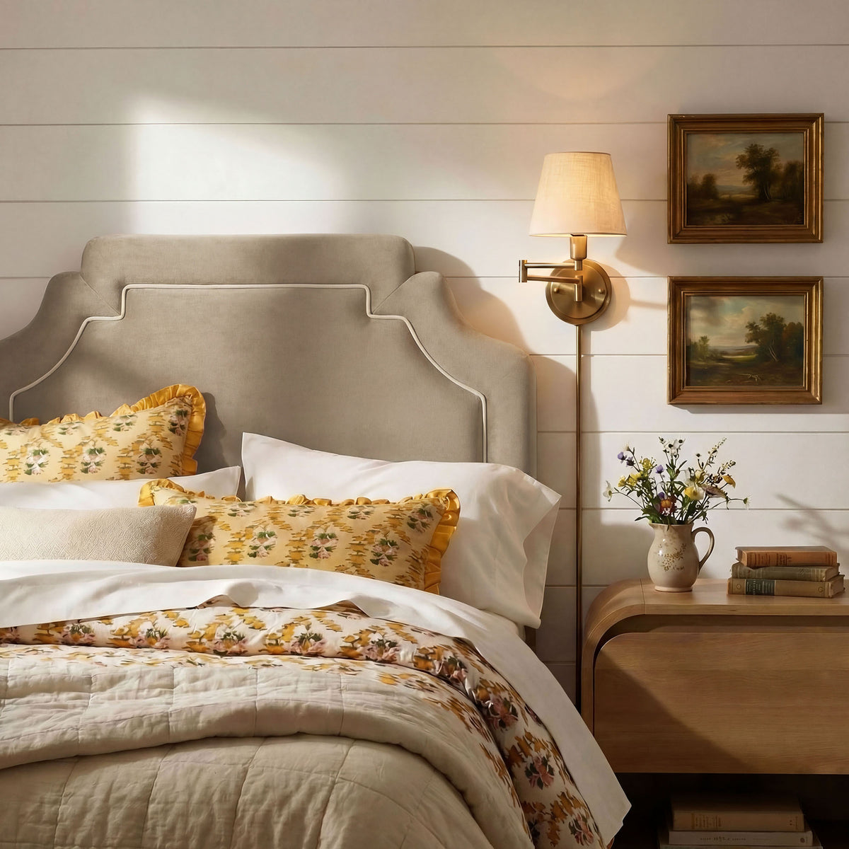 Magnolia Taupe/Almond Stain-Resistant Performance Velvet Twin Size Headboard - Ornate Home