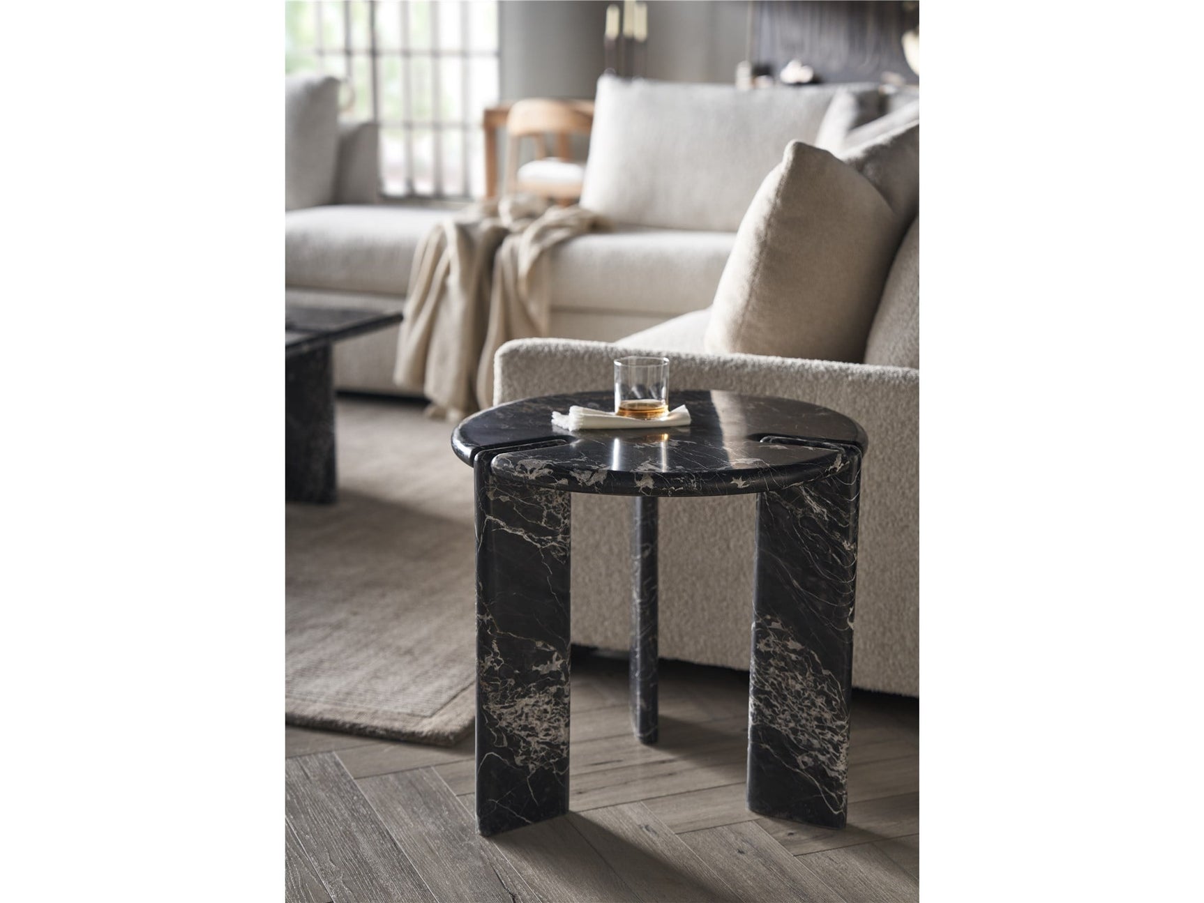Magnus Golden Portoro Marble End Table - Ornate Home