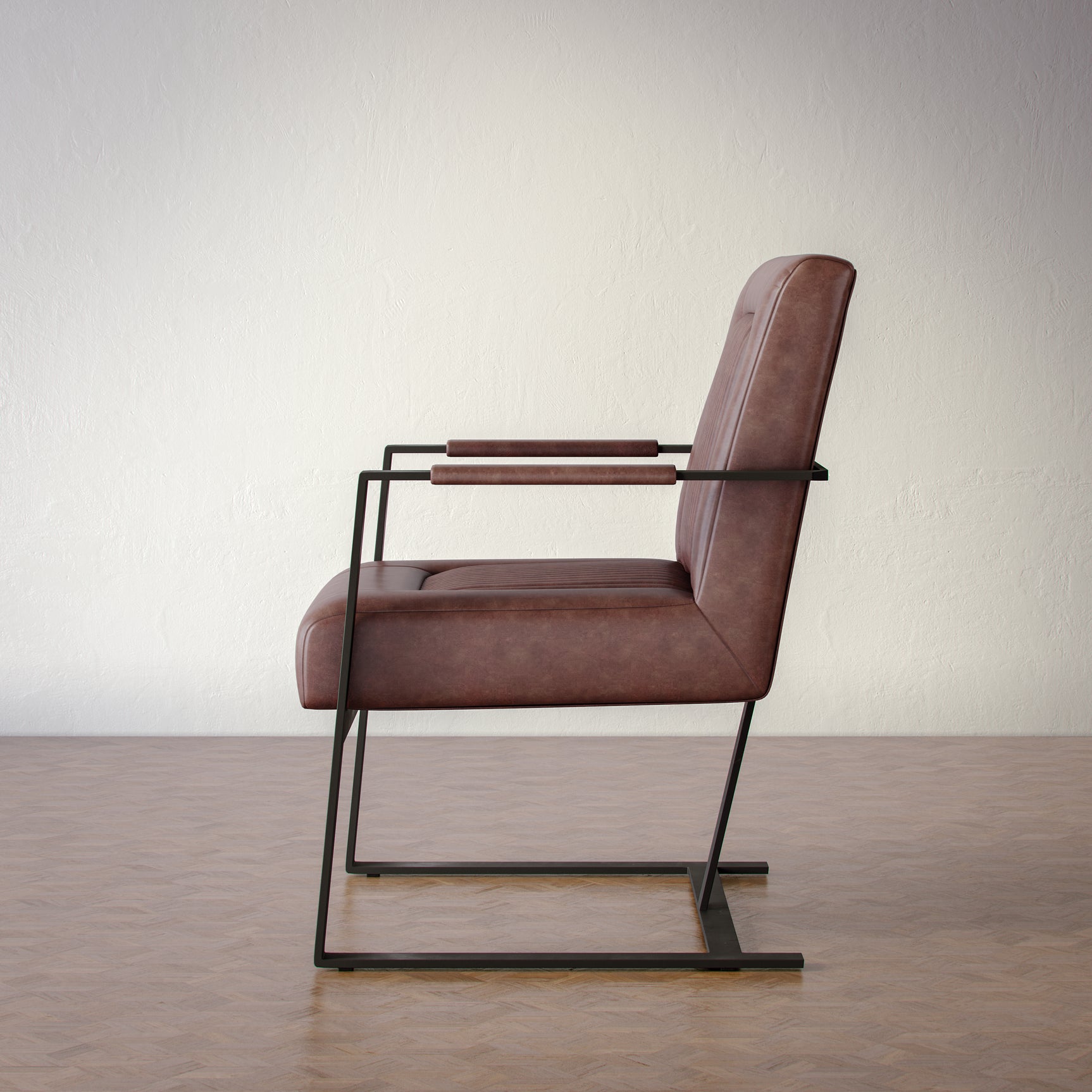 Maguire Dark Sienna Leather Sled Chair - Ornate Home