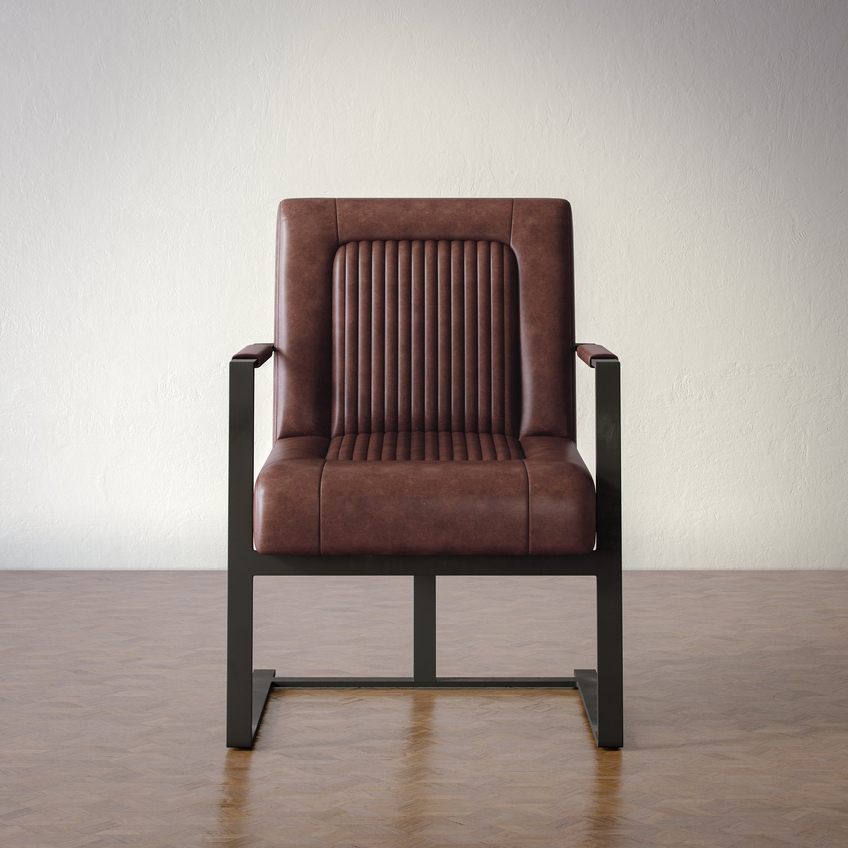 Maguire Dark Sienna Leather Sled Chair - Ornate Home