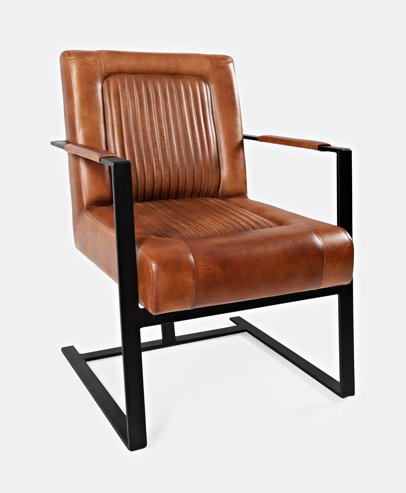 Maguire Saddle Leather Sled Chair - Ornate Home