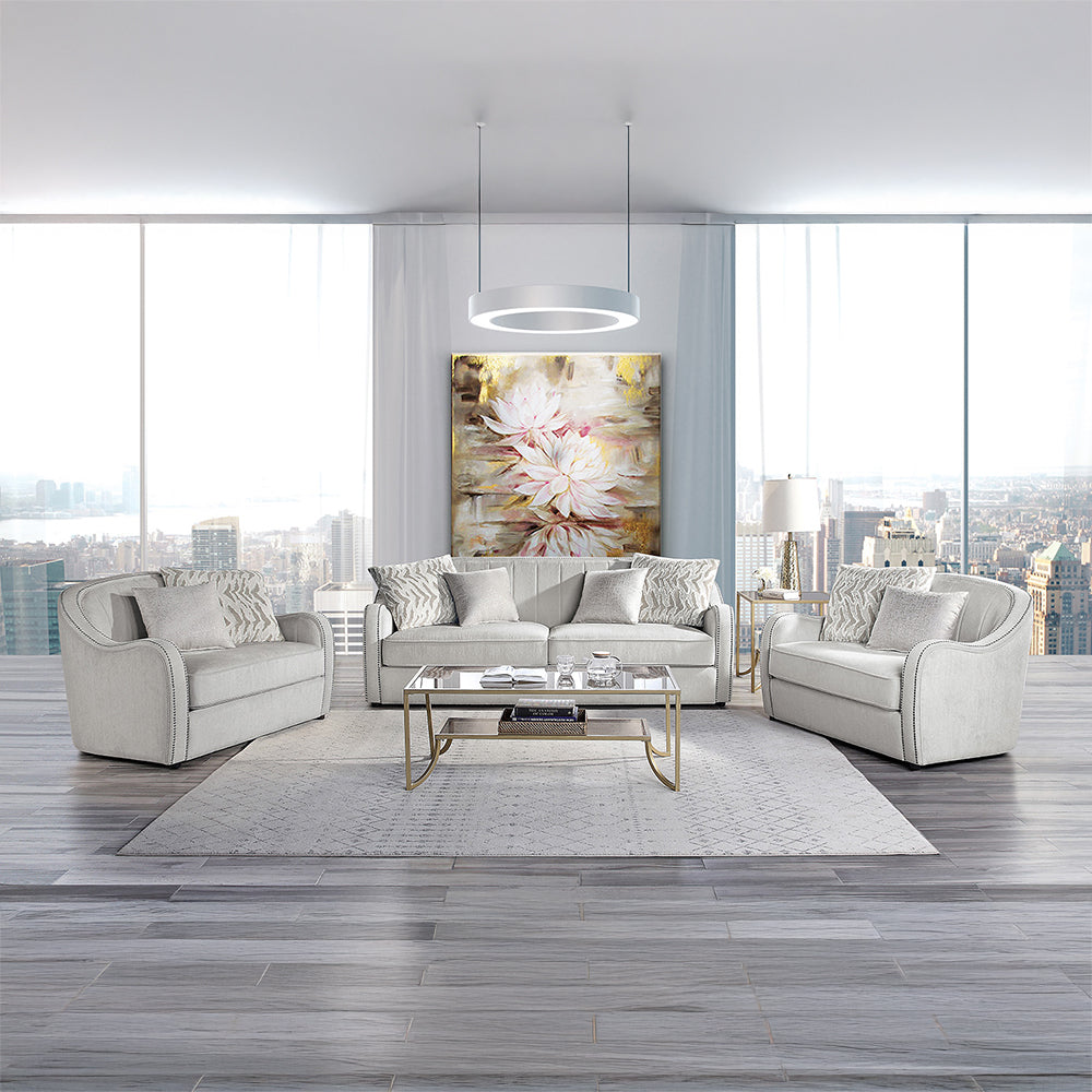 Mahler Beige Linen Armchair - Ornate Home