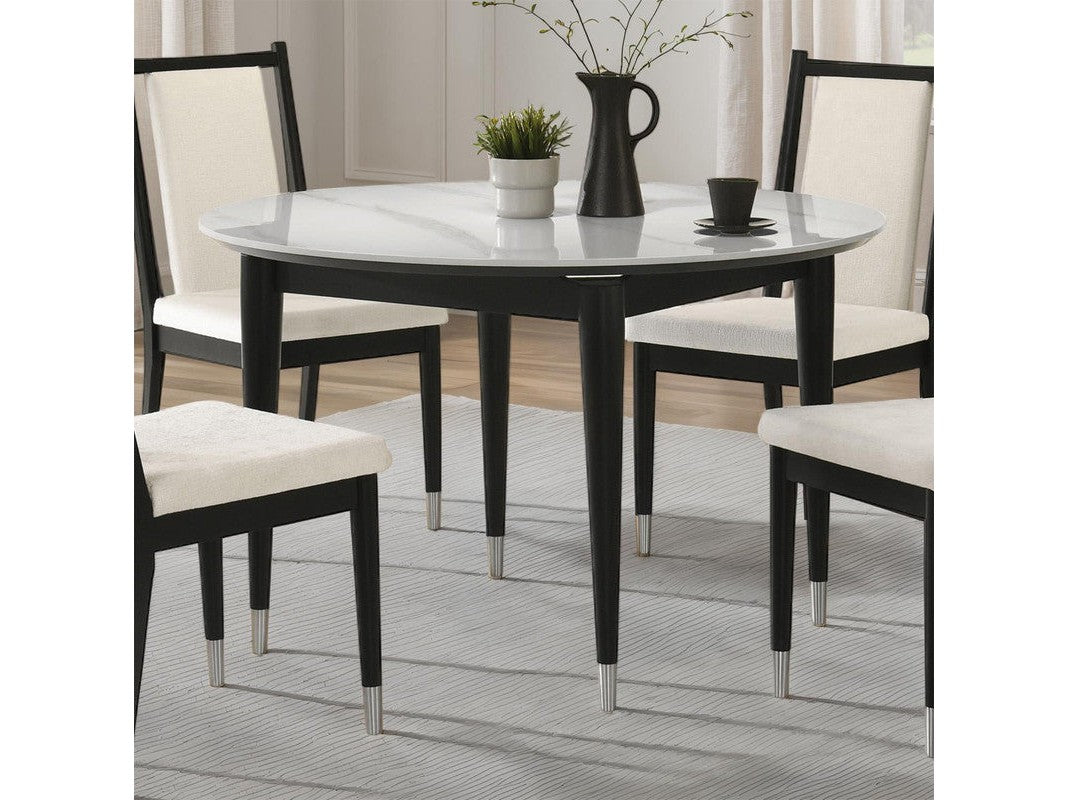 Maidstone Black/White Round Dining Table - Ornate Home
