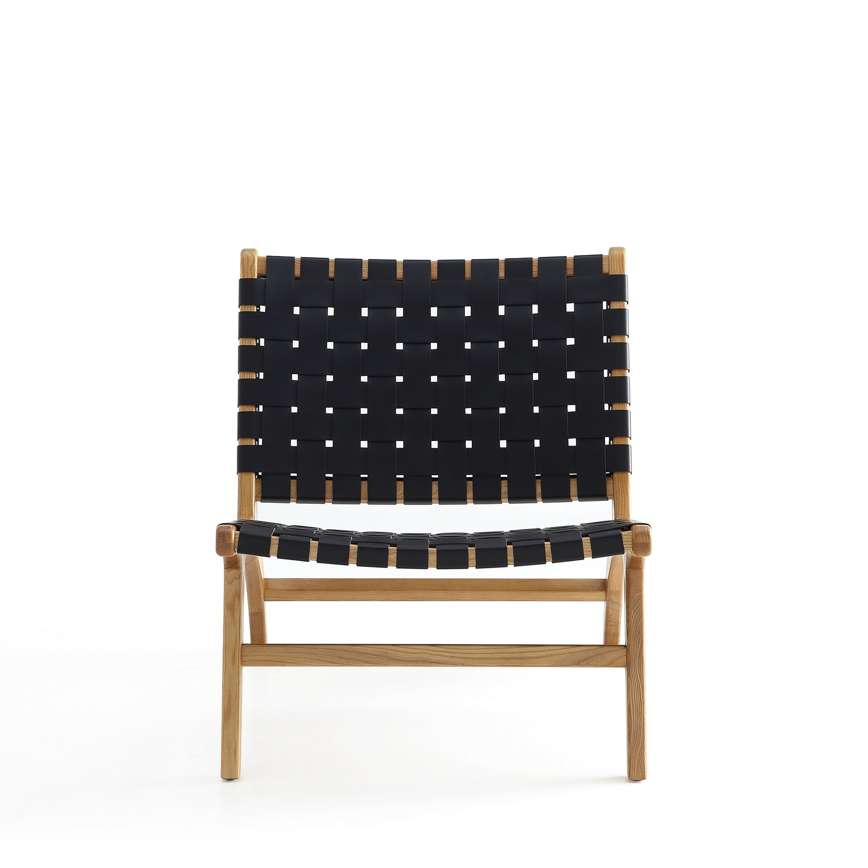 Maintenon Leatherette Accent Chair in Black with Nature Feet (set of 2) - Ornate Home