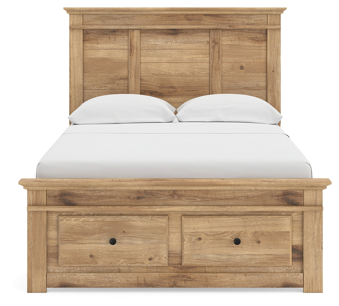 Makidern Tan Full Panel Storage Bed, Dresser and Mirror - Ornate Home
