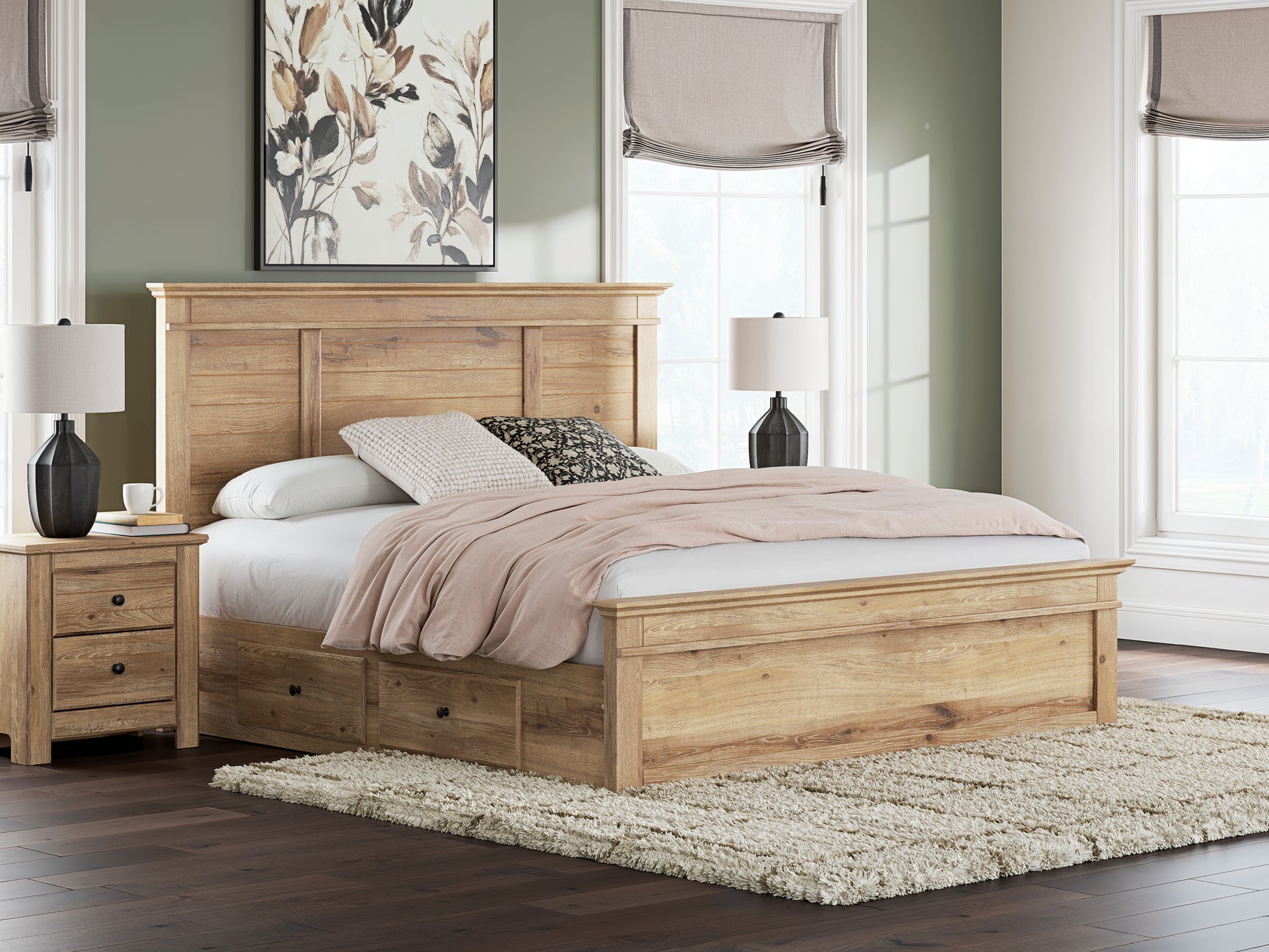 Makidern Tan King Panel Storage Bed - Ornate Home