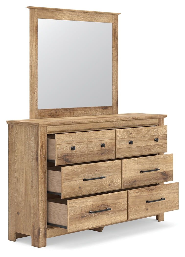Makidern Tan Queen Panel Bed, Dresser and Mirror (Online Special Price) - Ornate Home
