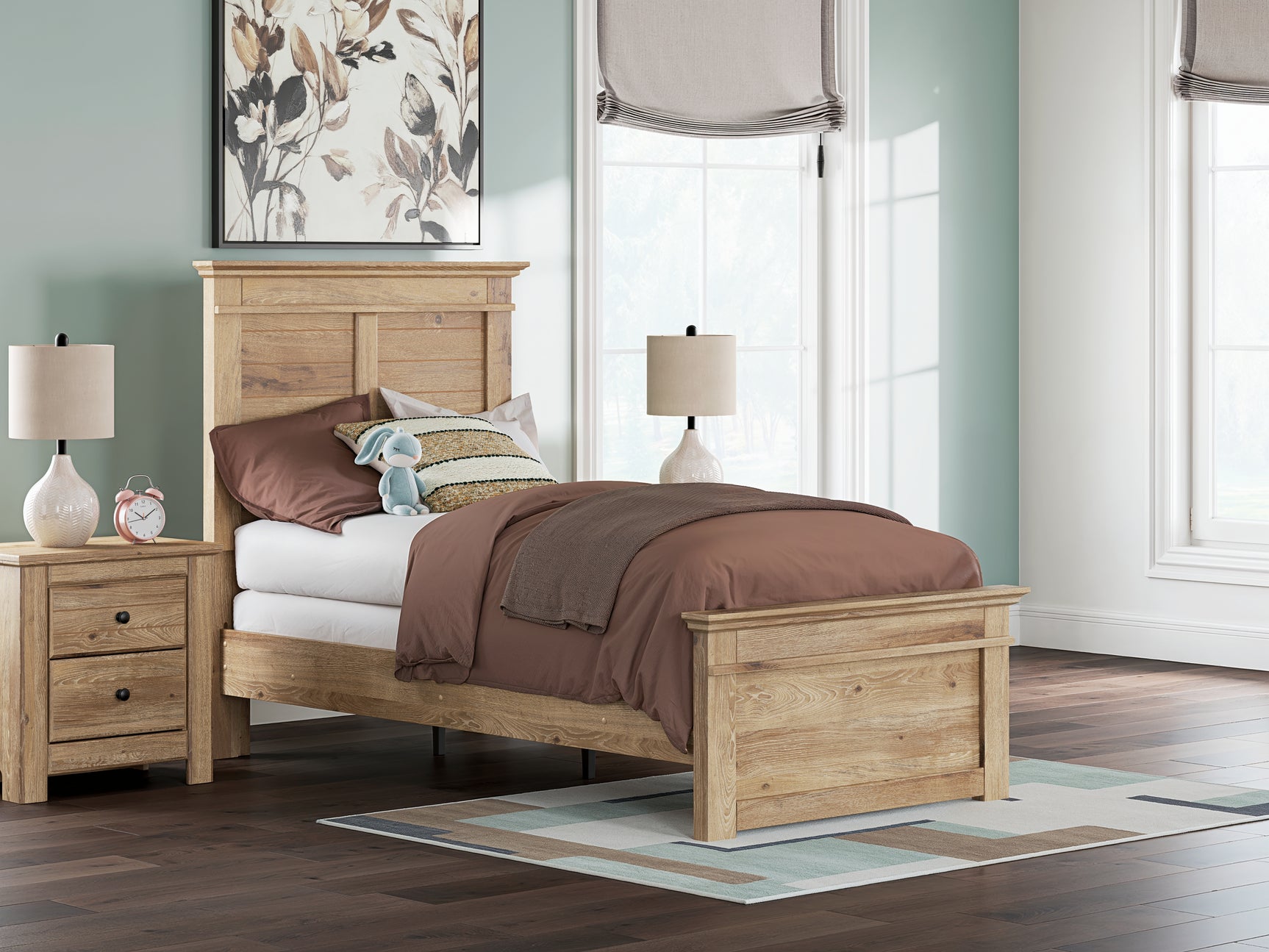Makidern Tan Twin Panel Bed, Dresser and Mirror - Ornate Home