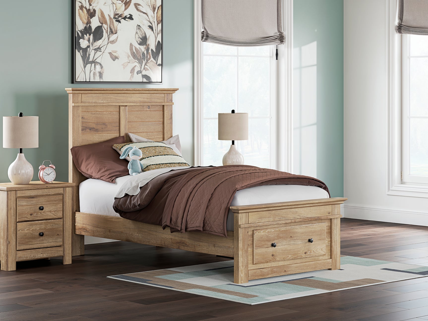 Makidern Tan Twin Panel Storage Bed, Dresser and Mirror - Ornate Home