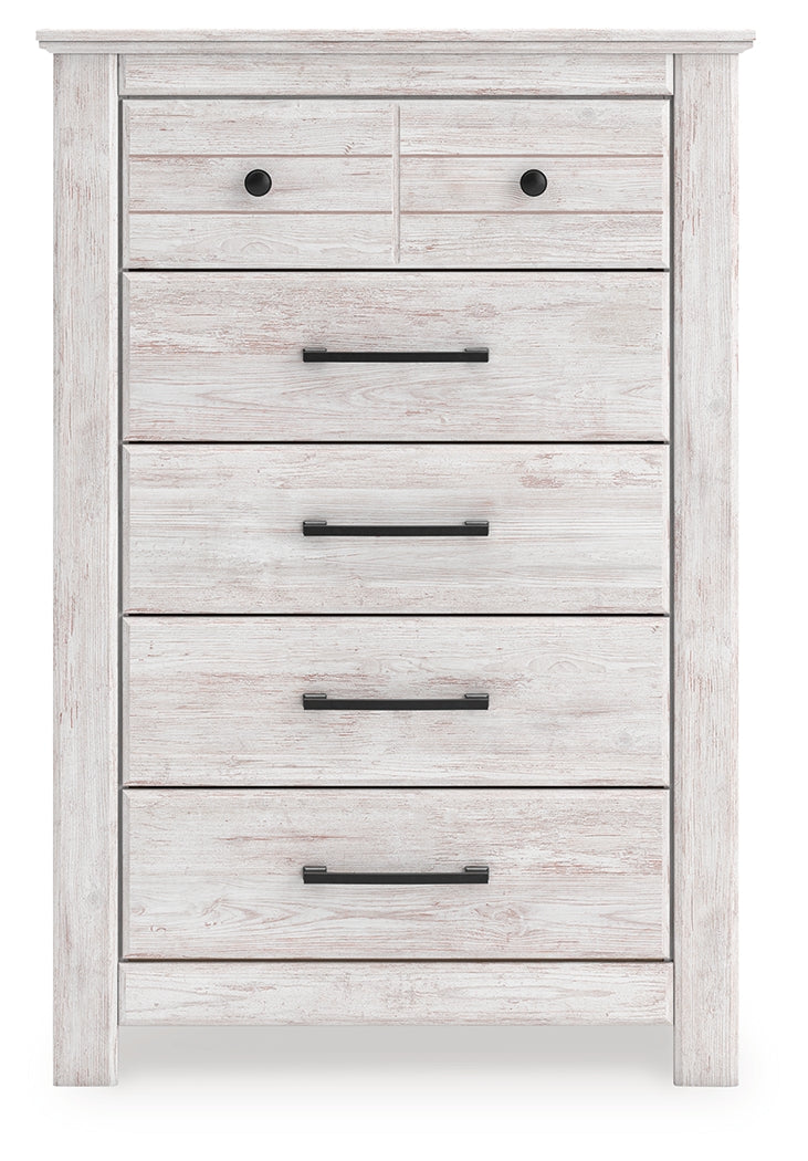 Makidern Whitewash Five Drawer Chest (Online Special Price) - Ornate Home