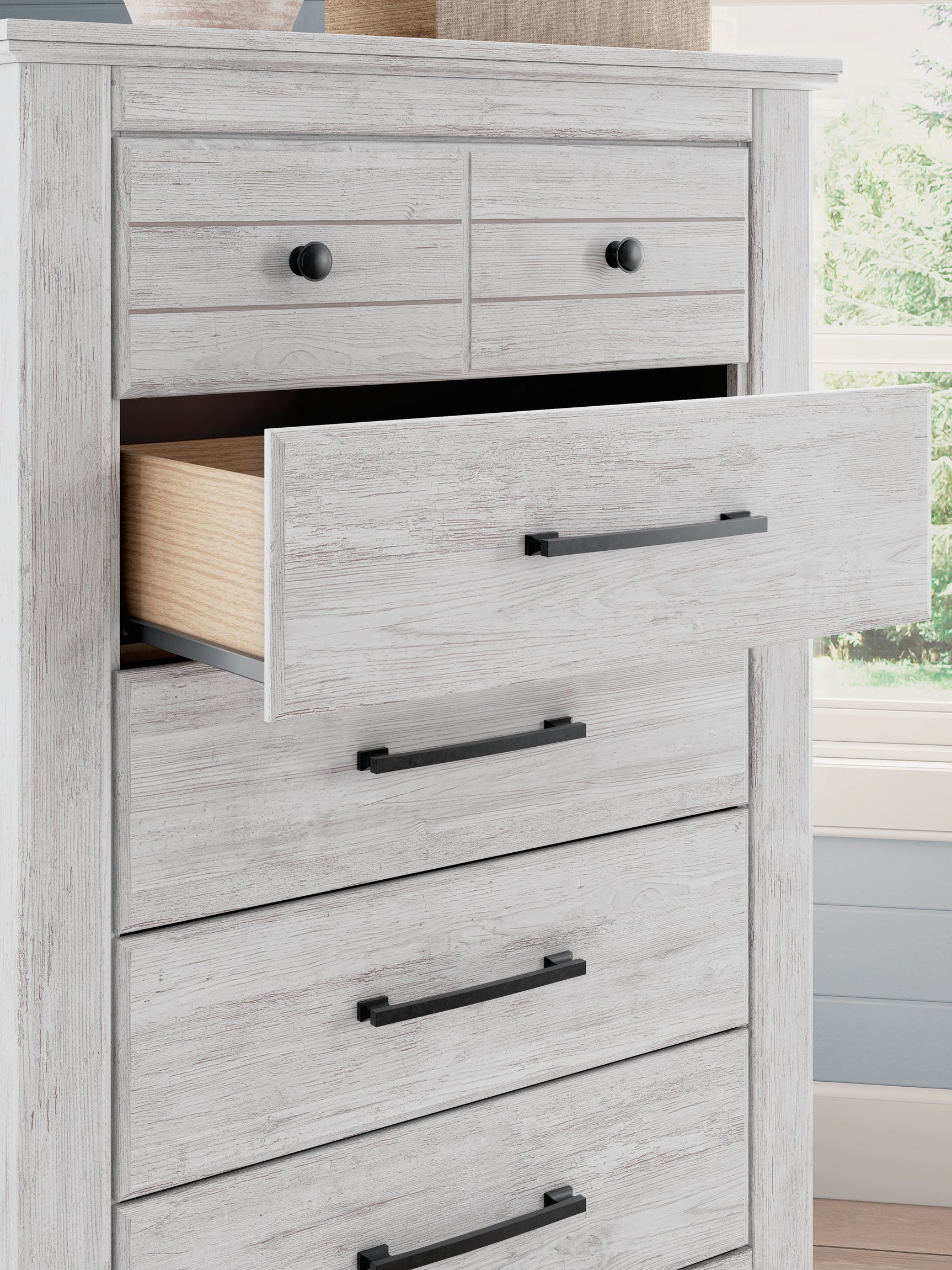Makidern Whitewash Five Drawer Chest - Ornate Home