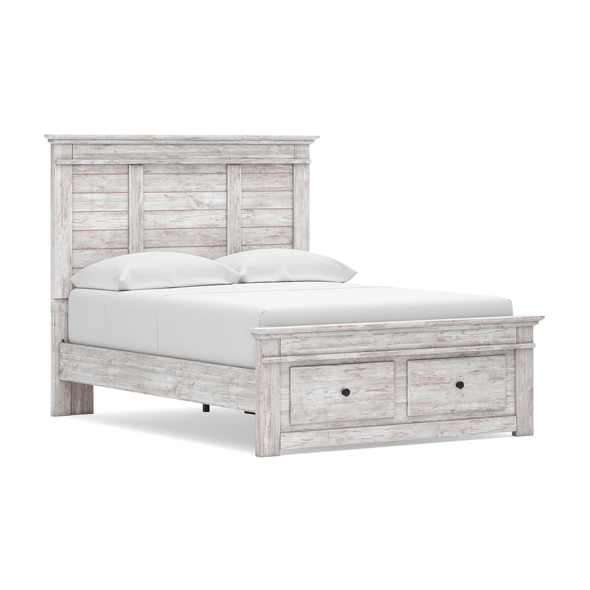 Makidern Whitewash Full Panel Storage Bed, Dresser and Mirror - Ornate Home