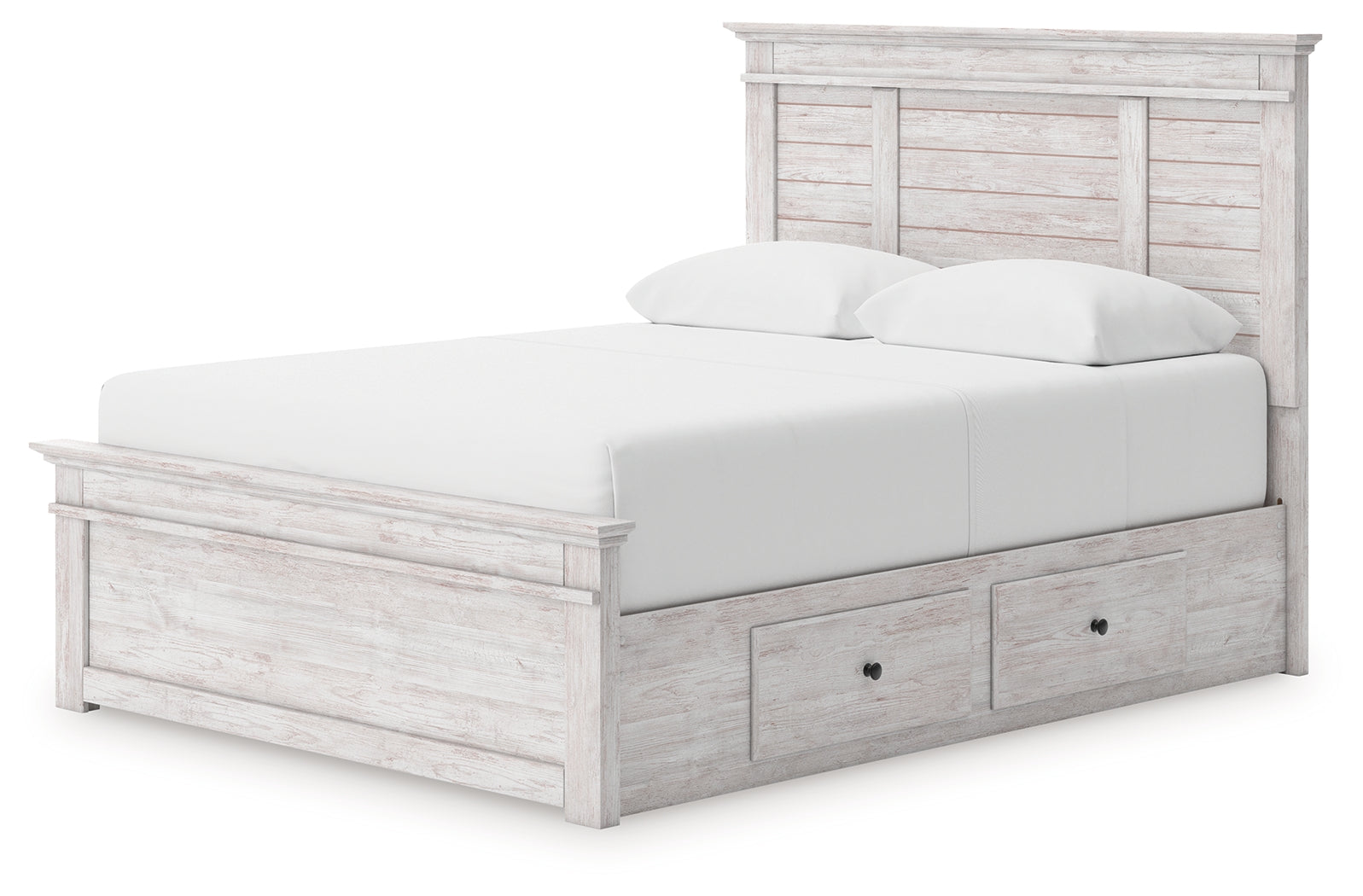 Makidern Whitewash Queen Panel 4 Storage Bed - Ornate Home