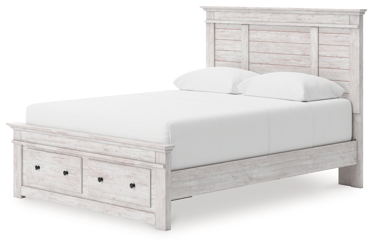 Makidern Whitewash Queen Panel 4 Storage Bed w/2 Footboard (Online Special Price) - Ornate Home