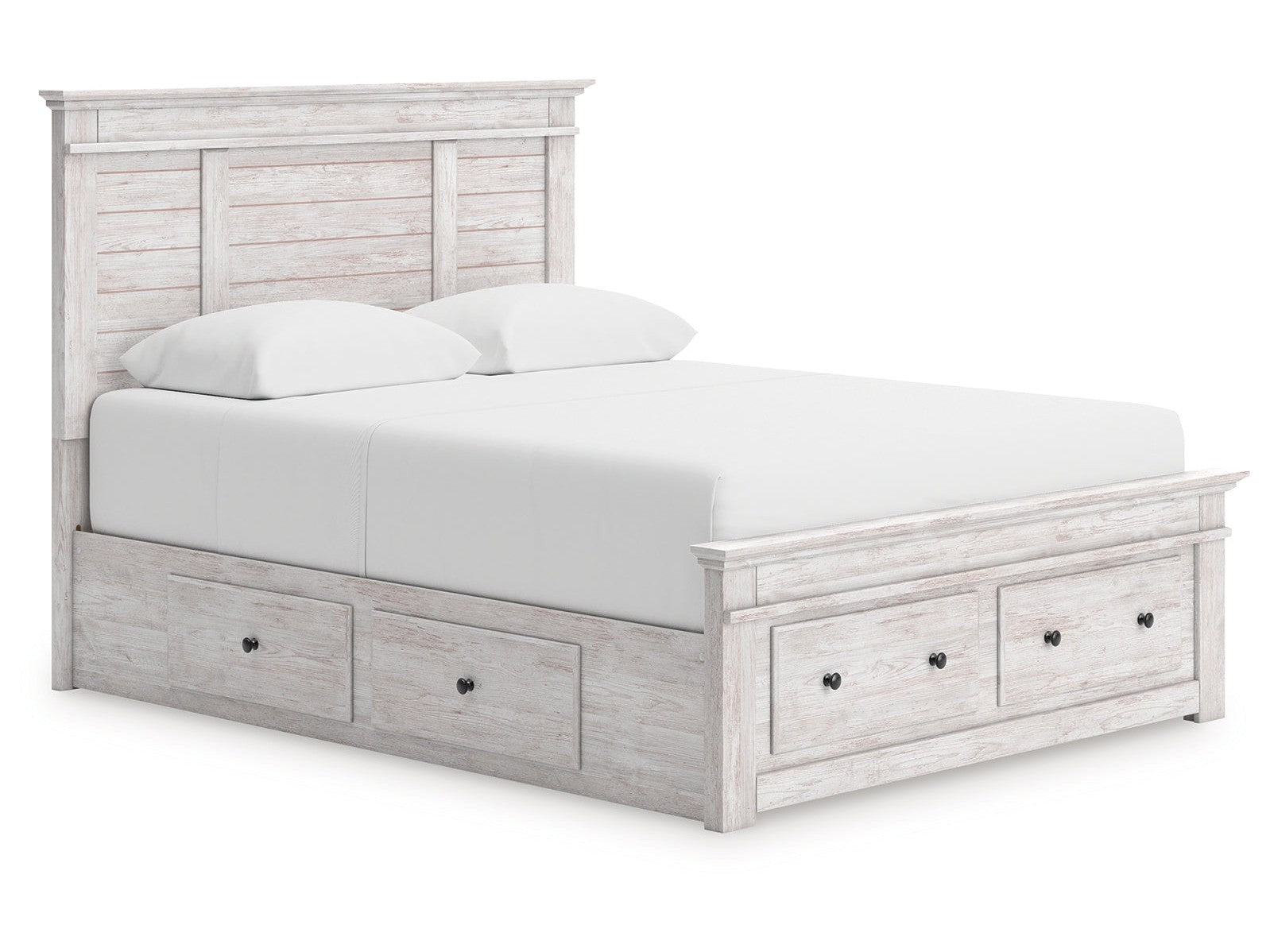 Makidern Whitewash Queen Panel 6 Storage Bed - Ornate Home