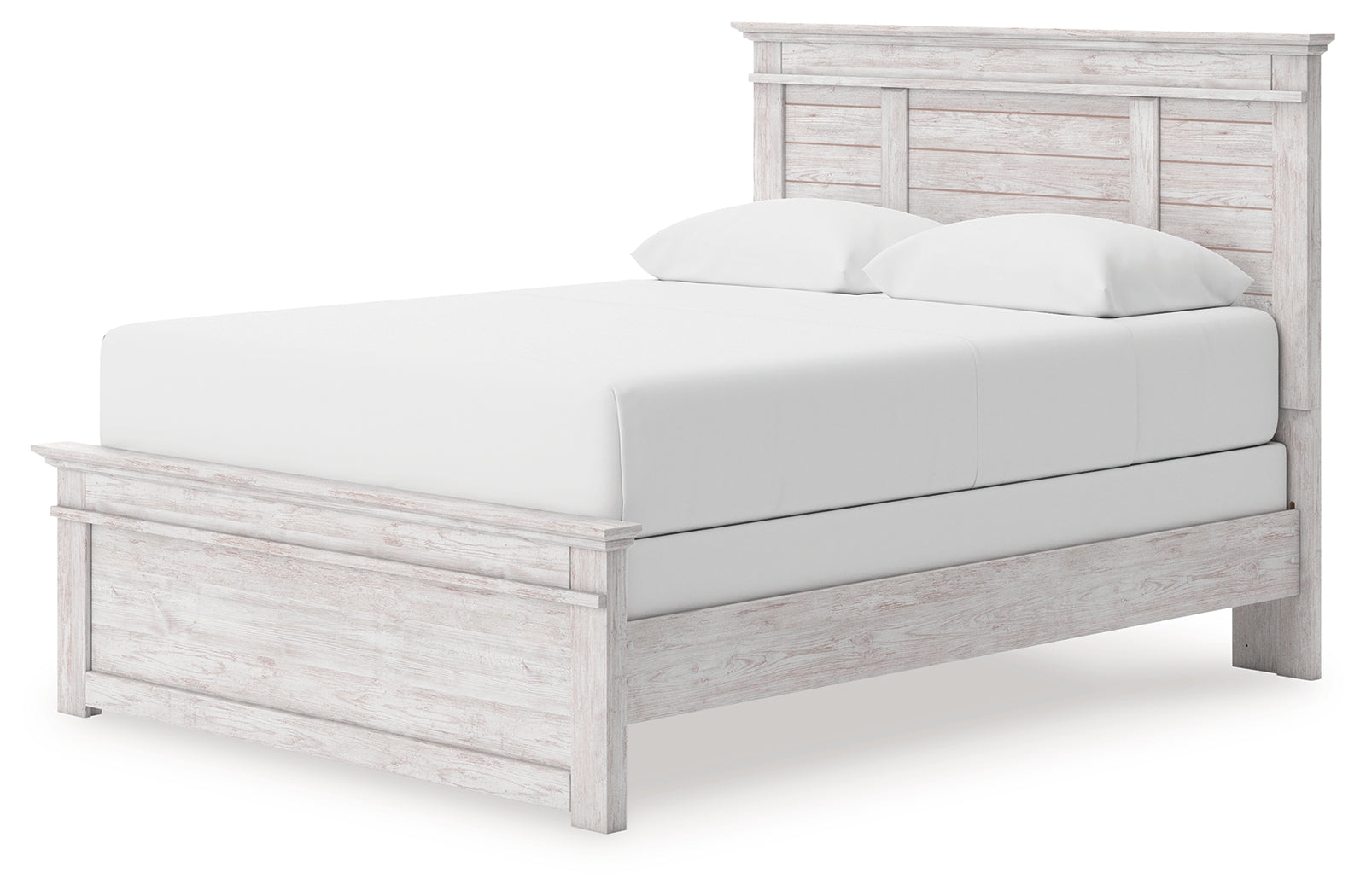 Makidern Whitewash Queen Panel Bed, Dresser and Mirror - Ornate Home