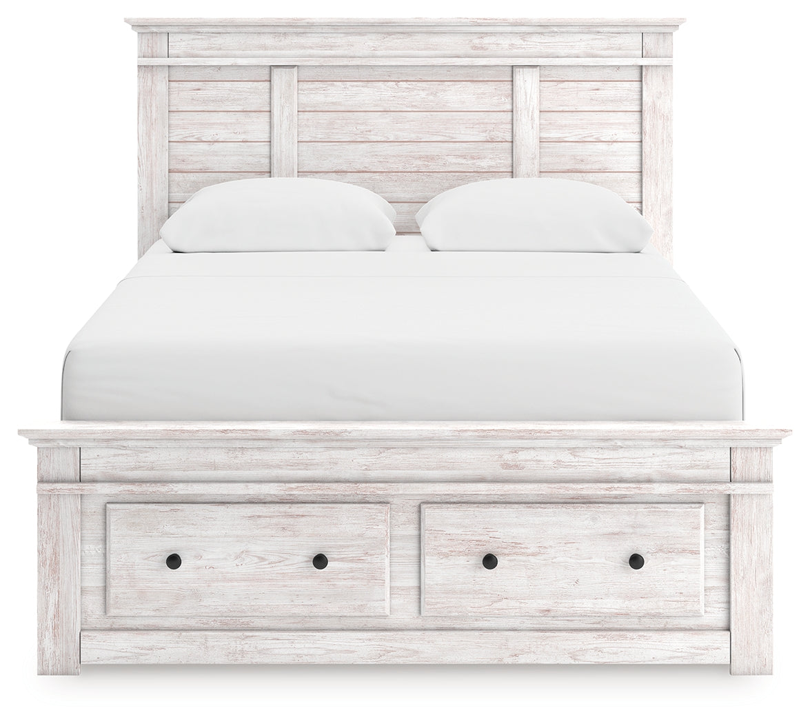 Makidern Whitewash Queen Panel Footboard Storage Bed - Ornate Home