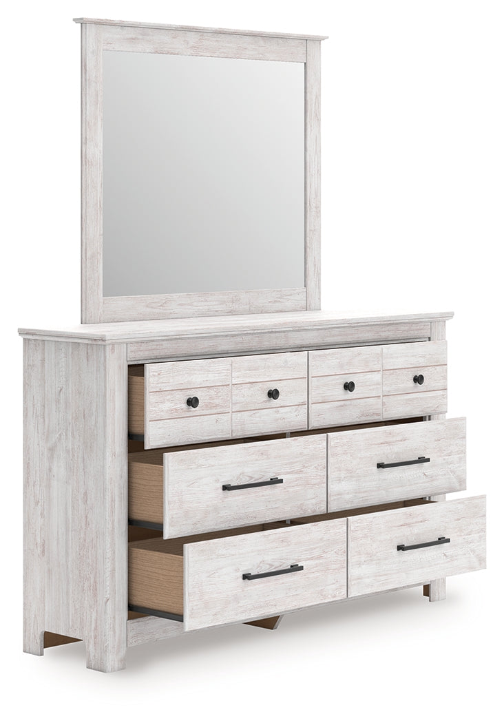 Makidern Whitewash Queen Panel Storage Bed, Dresser and Mirror (Online Special Price) - Ornate Home