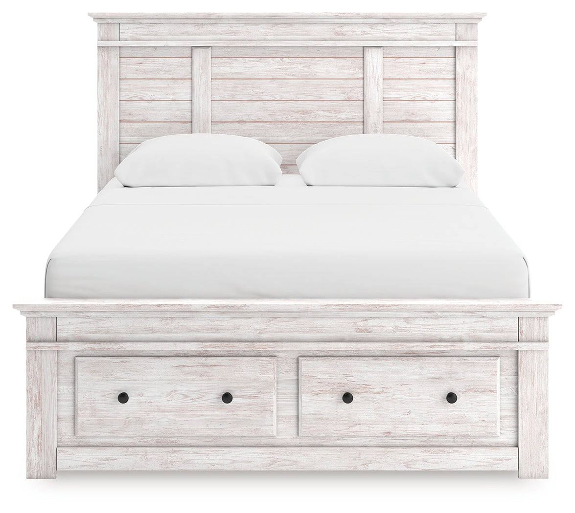 Makidern Whitewash Queen Panel Storage Bed - Ornate Home