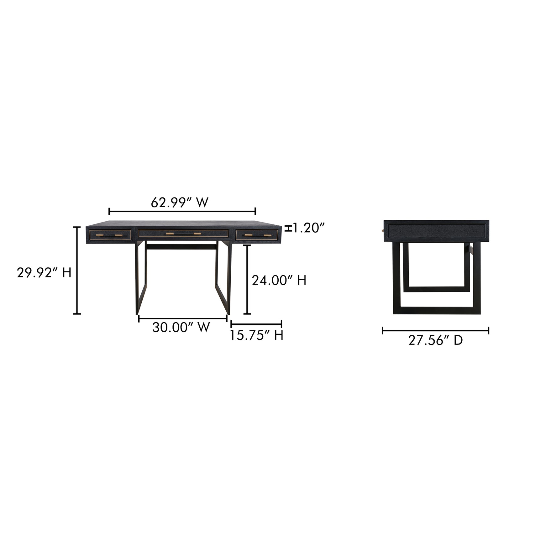 Mako Black Desk - Ornate Home