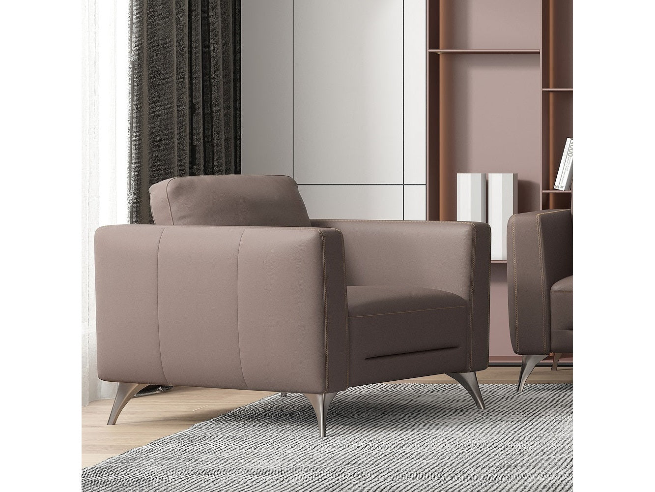 Malaga Taupe Leather Chair - Ornate Home