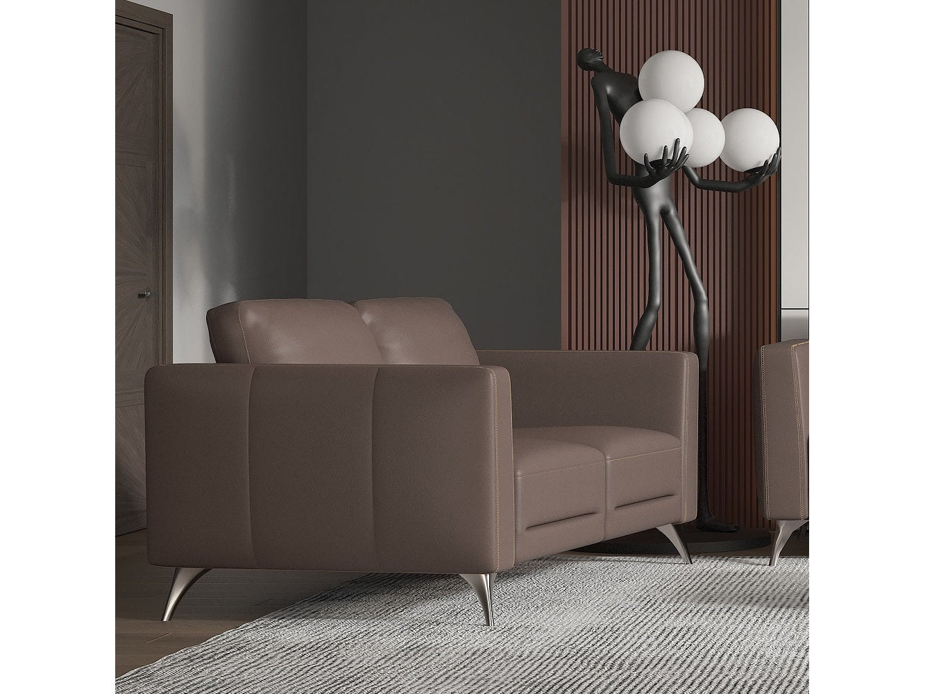 Malaga Taupe Leather Loveseat - Ornate Home