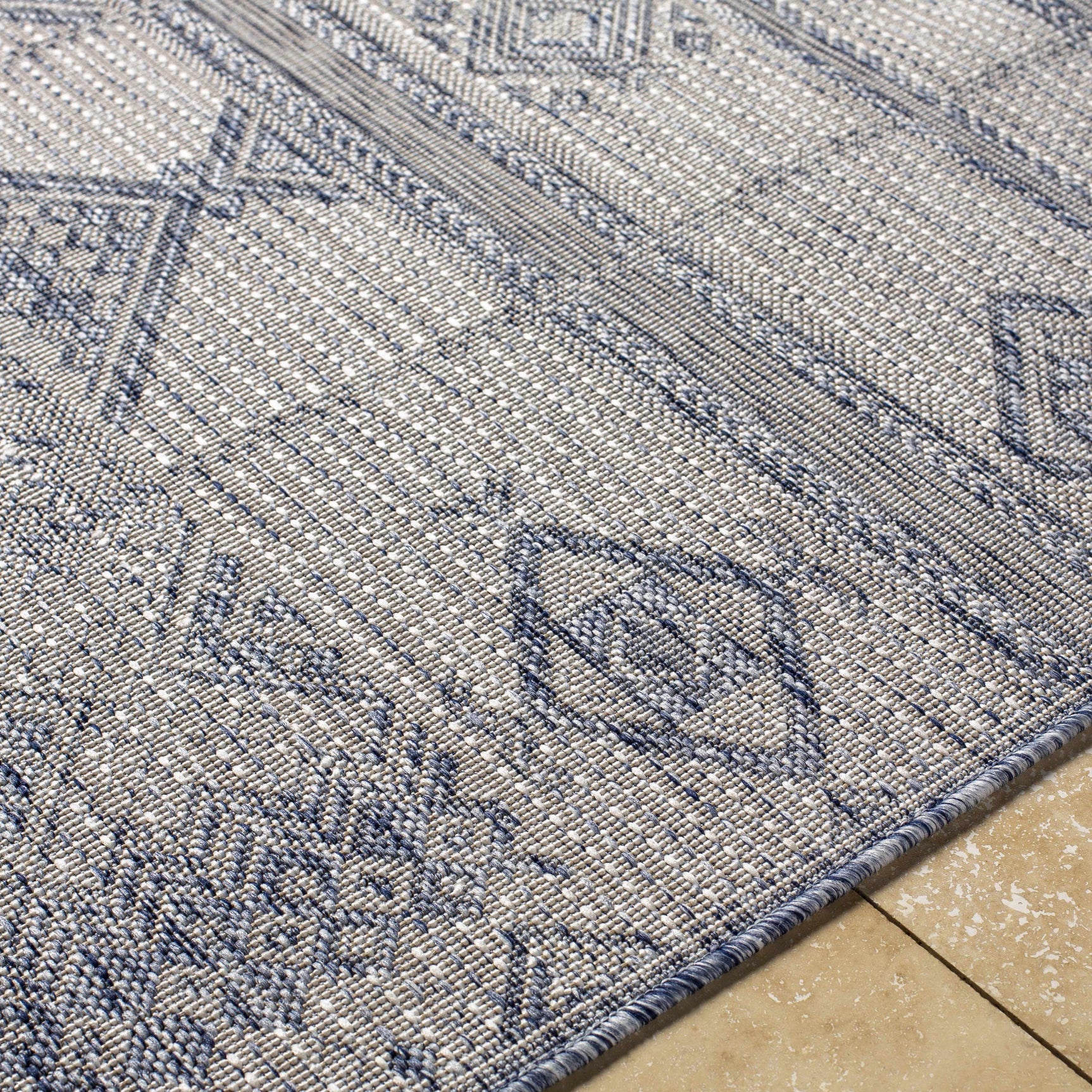 Malamig Gray & Blue Outdoor Area Rug - Clearance - Ornate Home