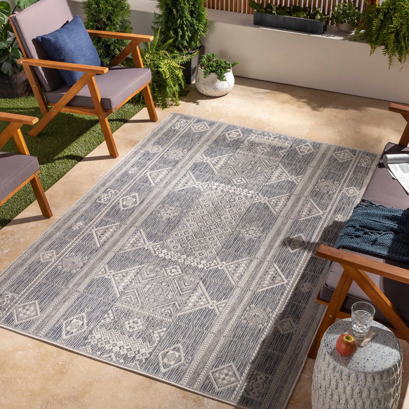 Malamig Gray Outdoor Area Rug - Clearance - Ornate Home