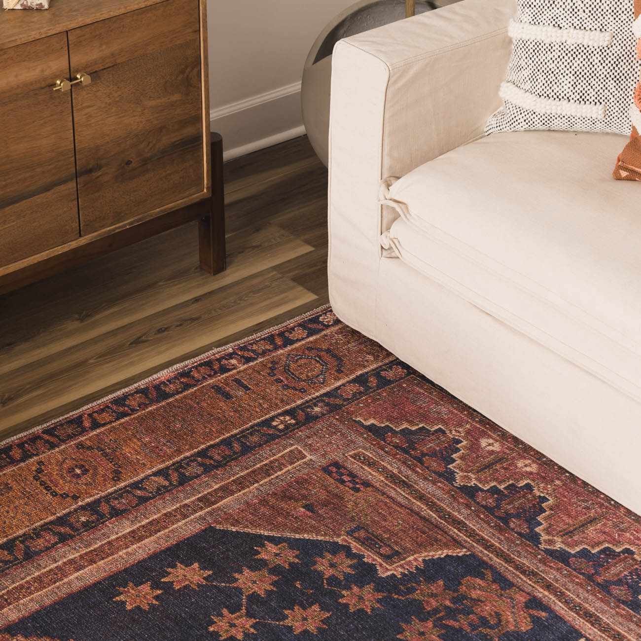 Malamote Vintage Flat Pile Washable Rug - Ornate Home