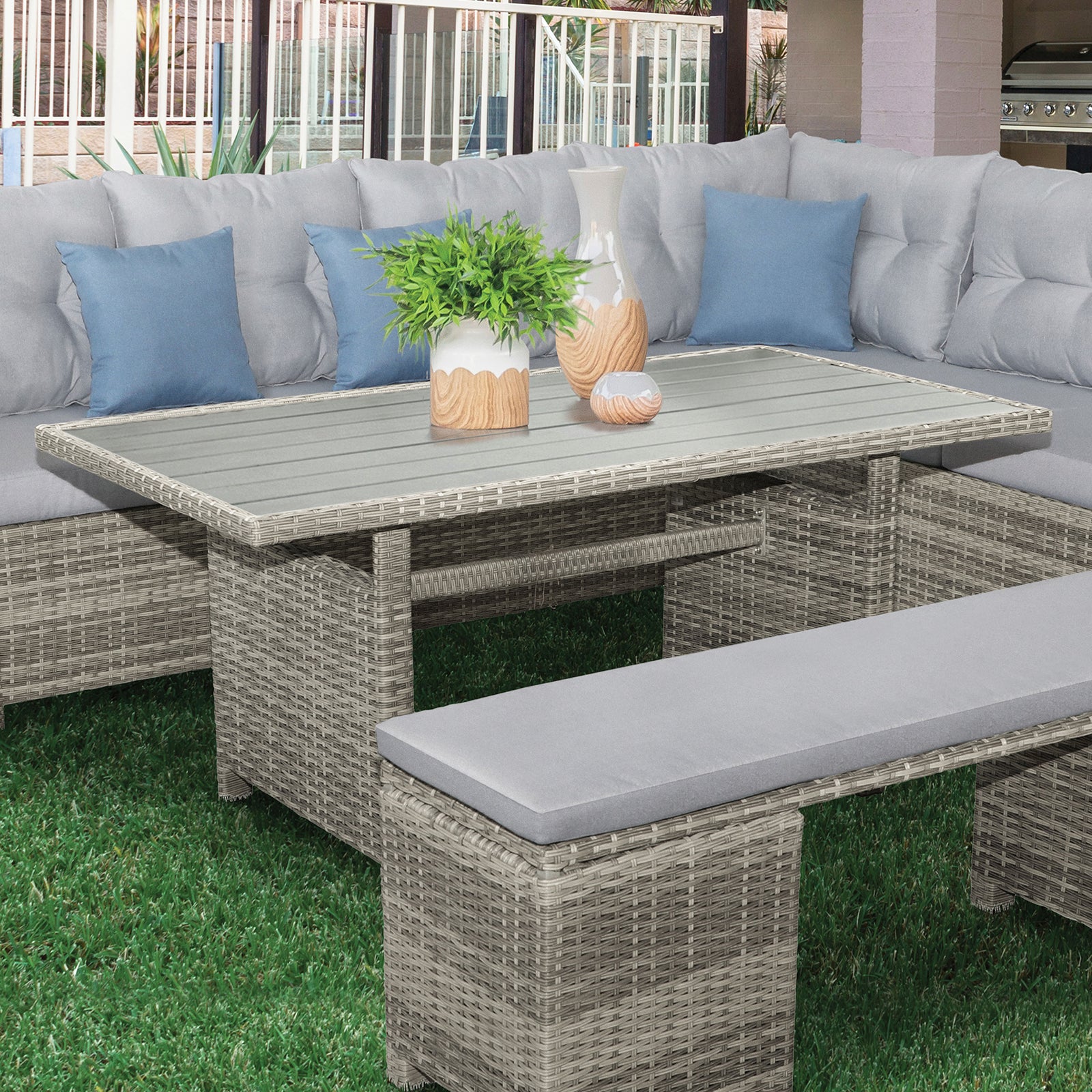 Malia Gray 6 Piece Patio Dining Set - Ornate Home