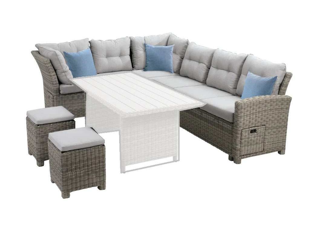Malia Gray Sectional w/ 2 Ottomans - Ornate Home