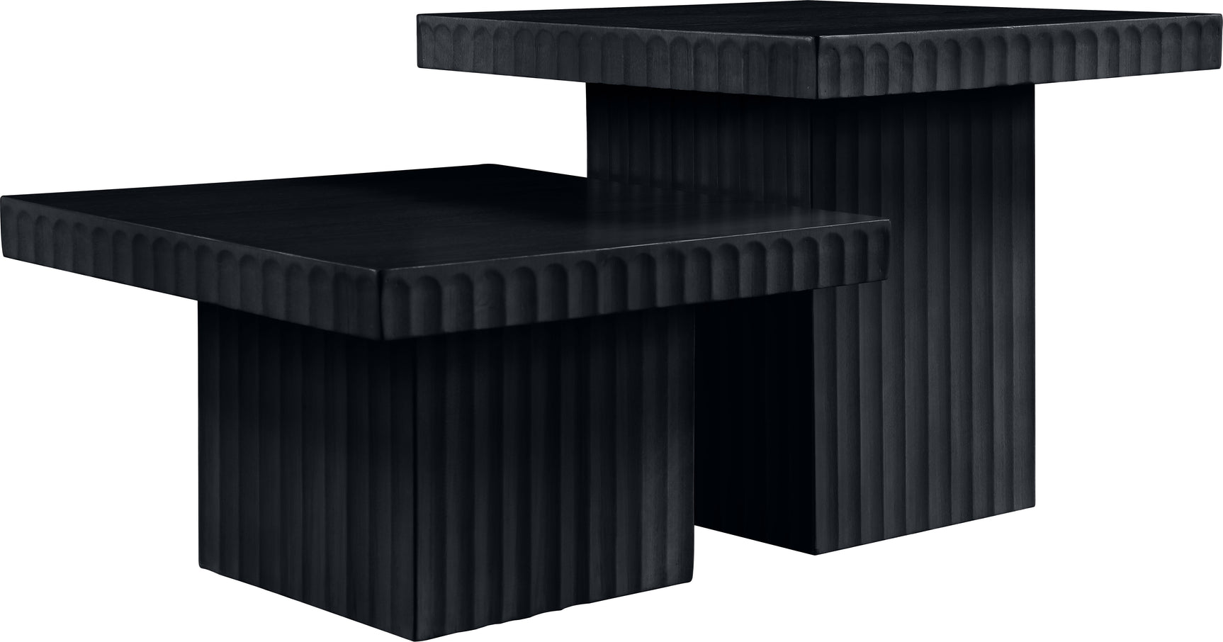 Malibu Black Wood And Oak Veneer 2-Piece Coffee Table - Ornate Home