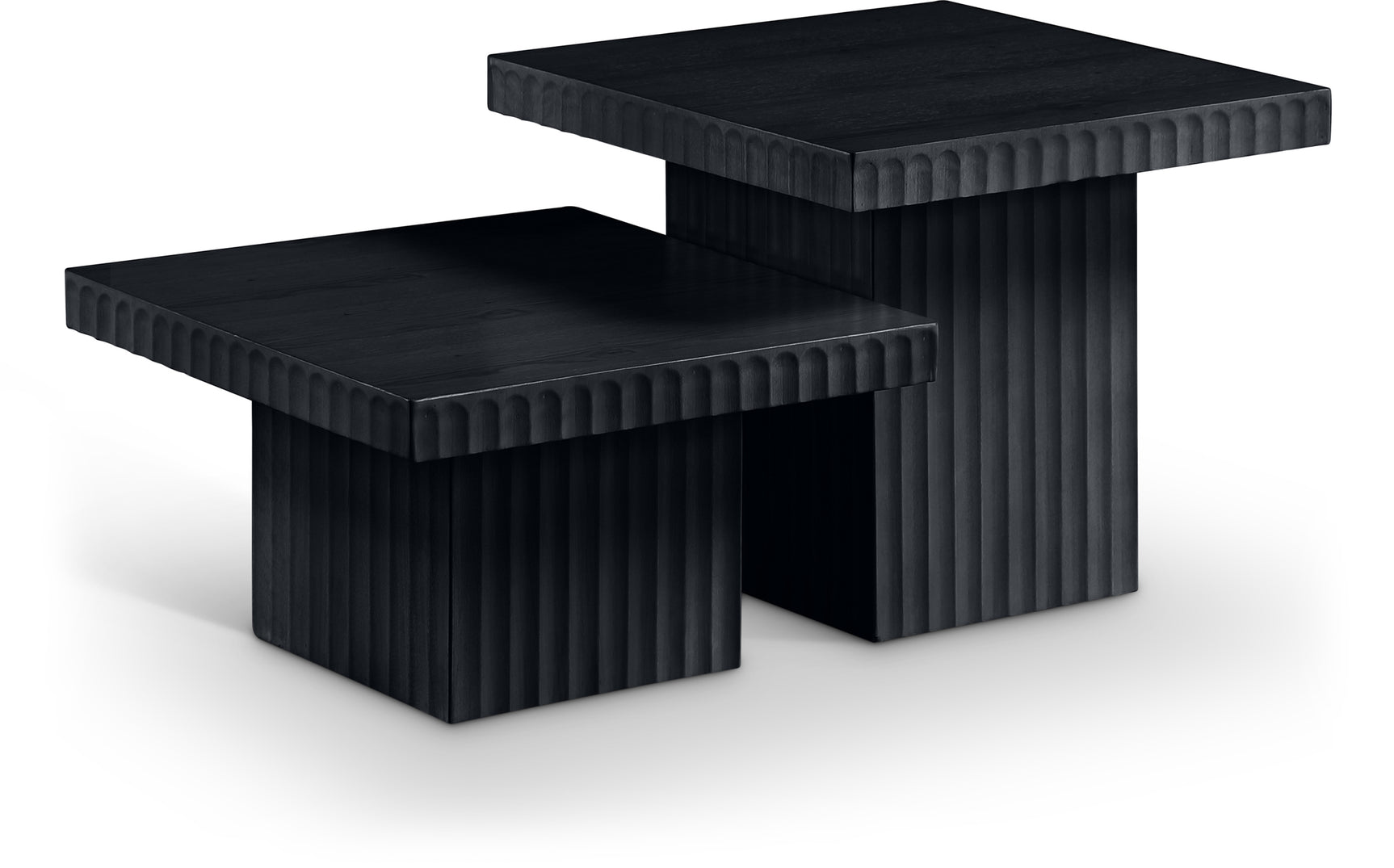 Malibu Black Wood And Oak Veneer 2-Piece Coffee Table - Ornate Home