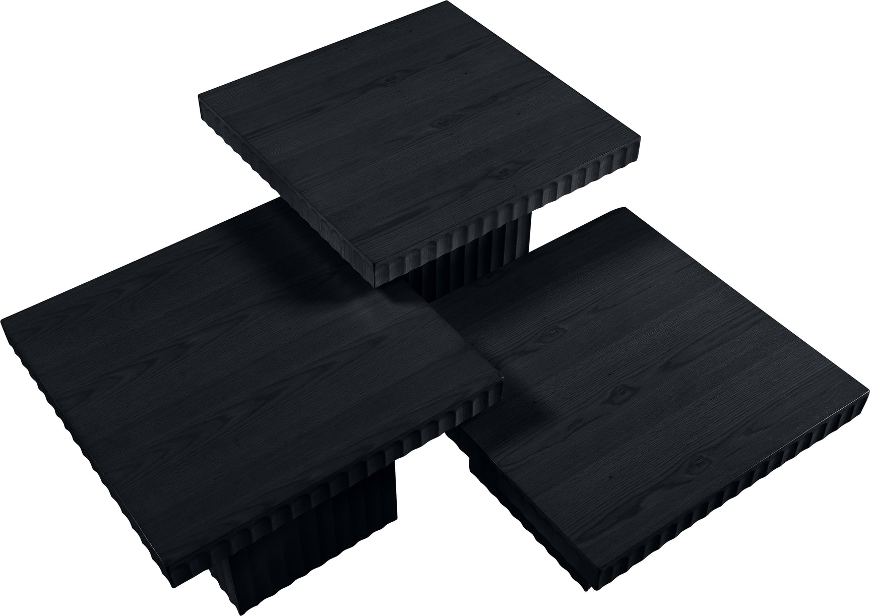 Malibu Black Wood And Oak Veneer 3-Piece Coffee Table - Ornate Home