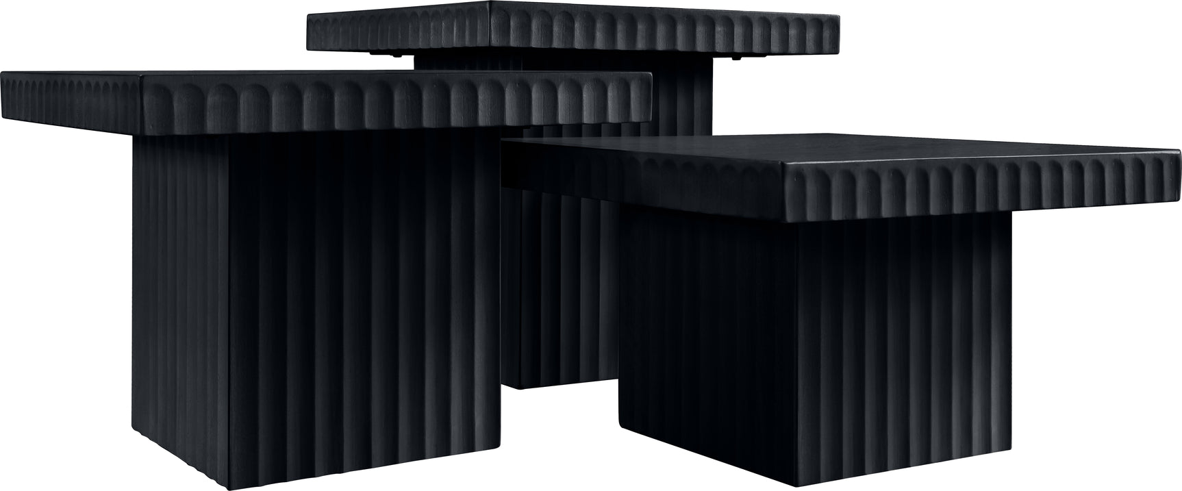 Malibu Black Wood And Oak Veneer 3-Piece Coffee Table - Ornate Home