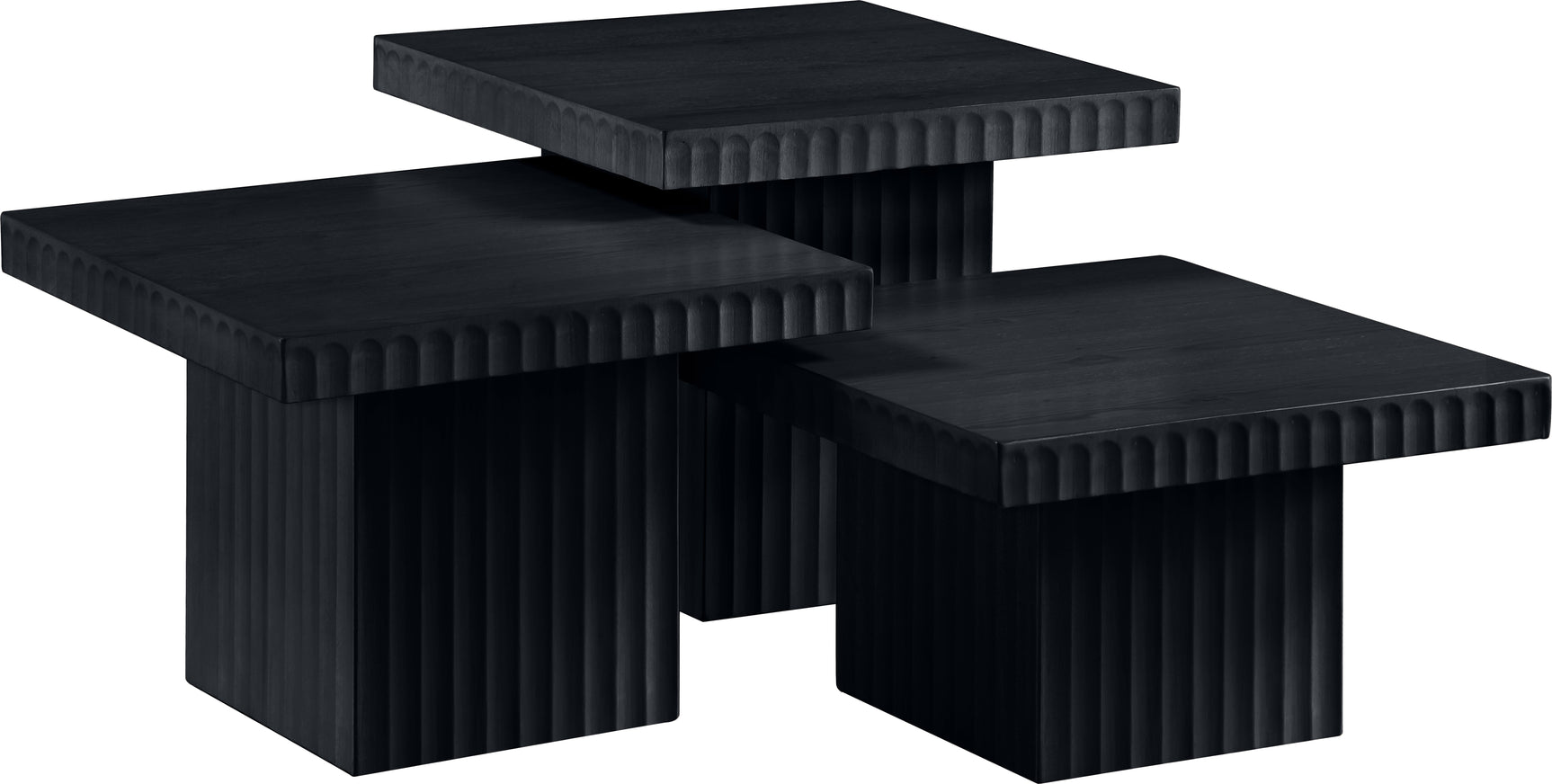 Malibu Black Wood And Oak Veneer 3-Piece Coffee Table - Ornate Home