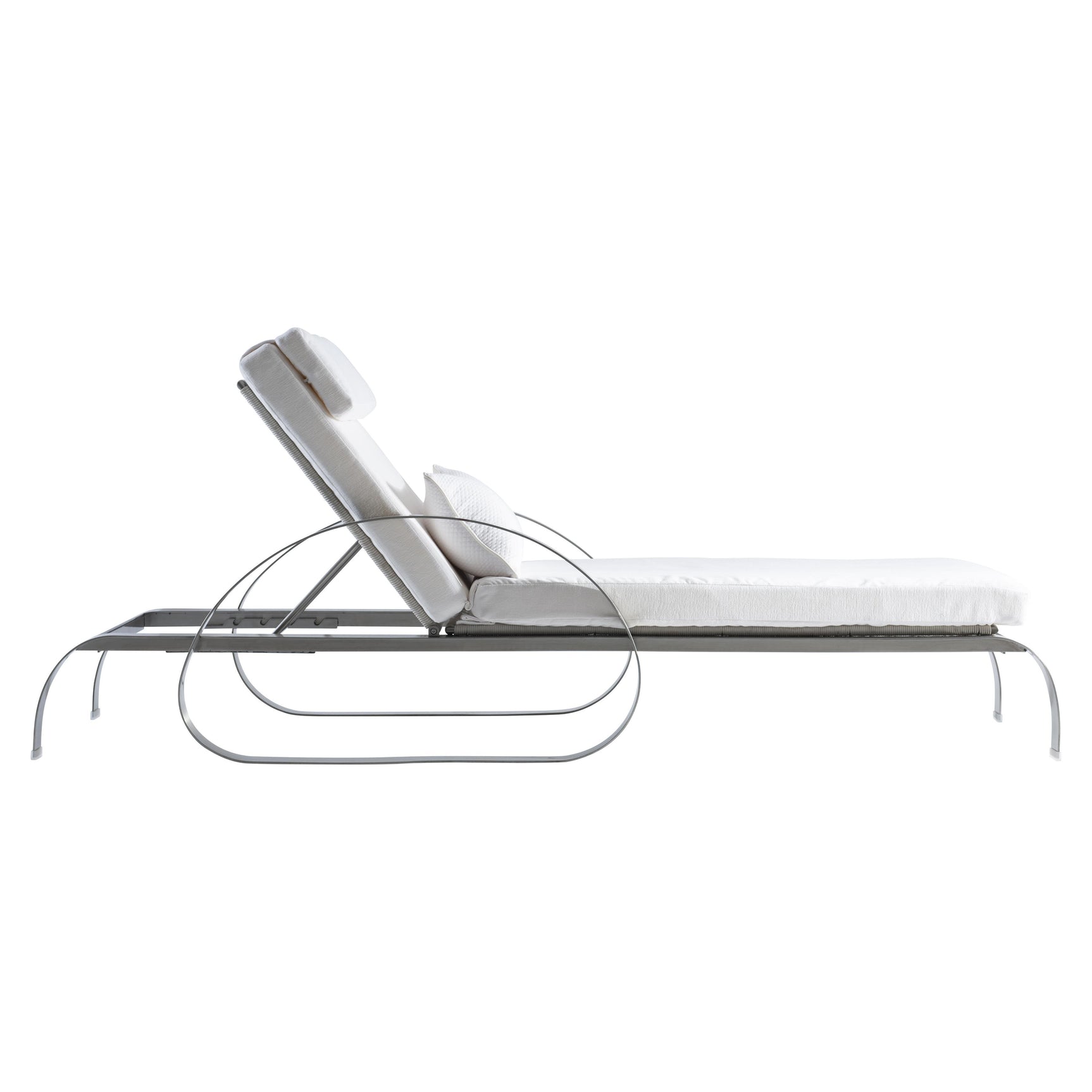 Malibu Brushed Stainless Steel/Whitecap/White/Cream Outdoor Chaise - Ornate Home