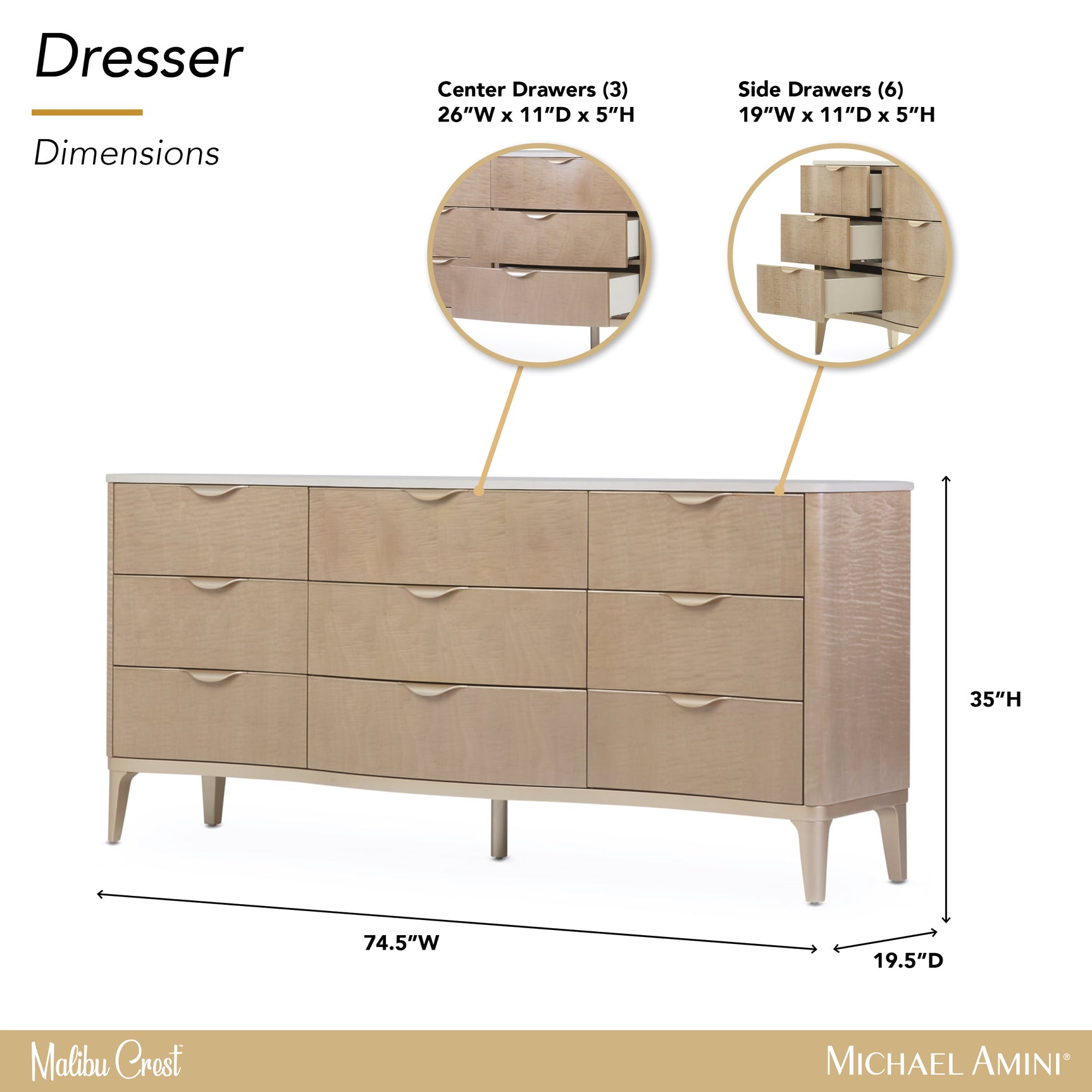 Malibu Crest Blush Dresser - Ornate Home
